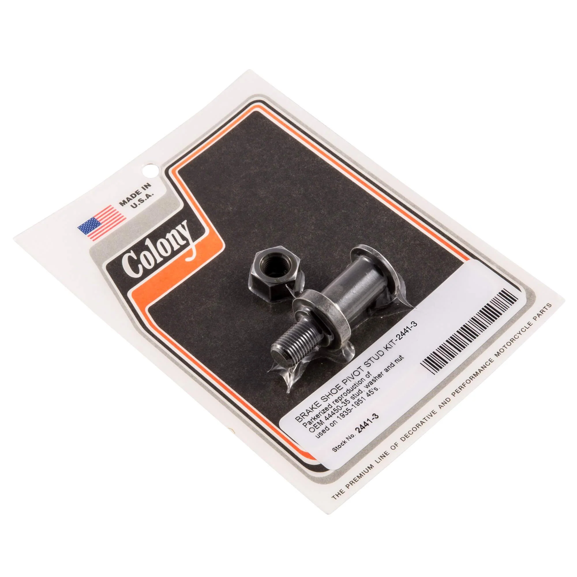 #2441-3 Brake Shoe Pivot Stud Kit 1935-1951 Harley-Davidson 45's - Parkerized