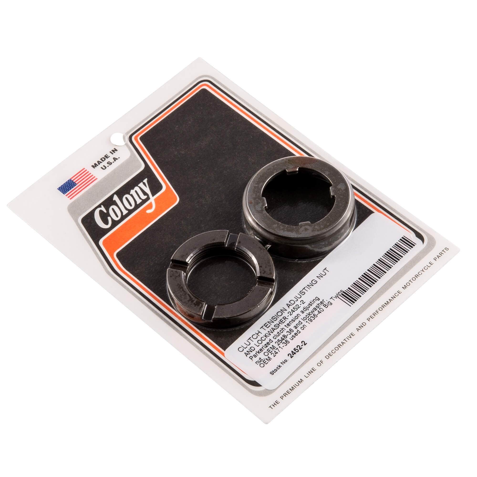 #2452-2 Clutch Tension Adjusting Nut and Lock Washer 1936-1940 Harley-Davidson Big Twin - Parkerized