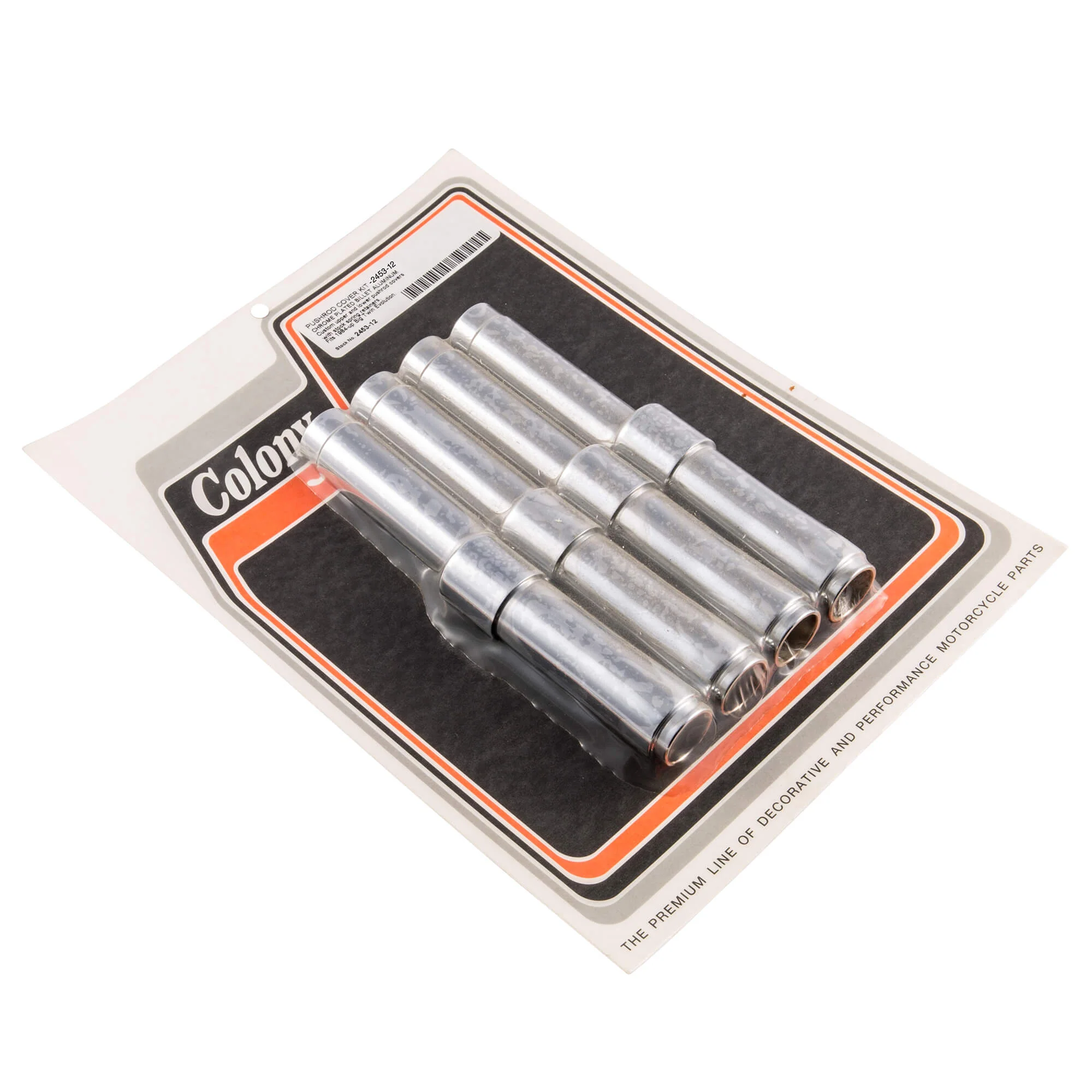 #2453-12 Pushrod Cover Kit Billet Alloy 1984-Up Harley-Davidson Big Twin Evo - Chrome Plated