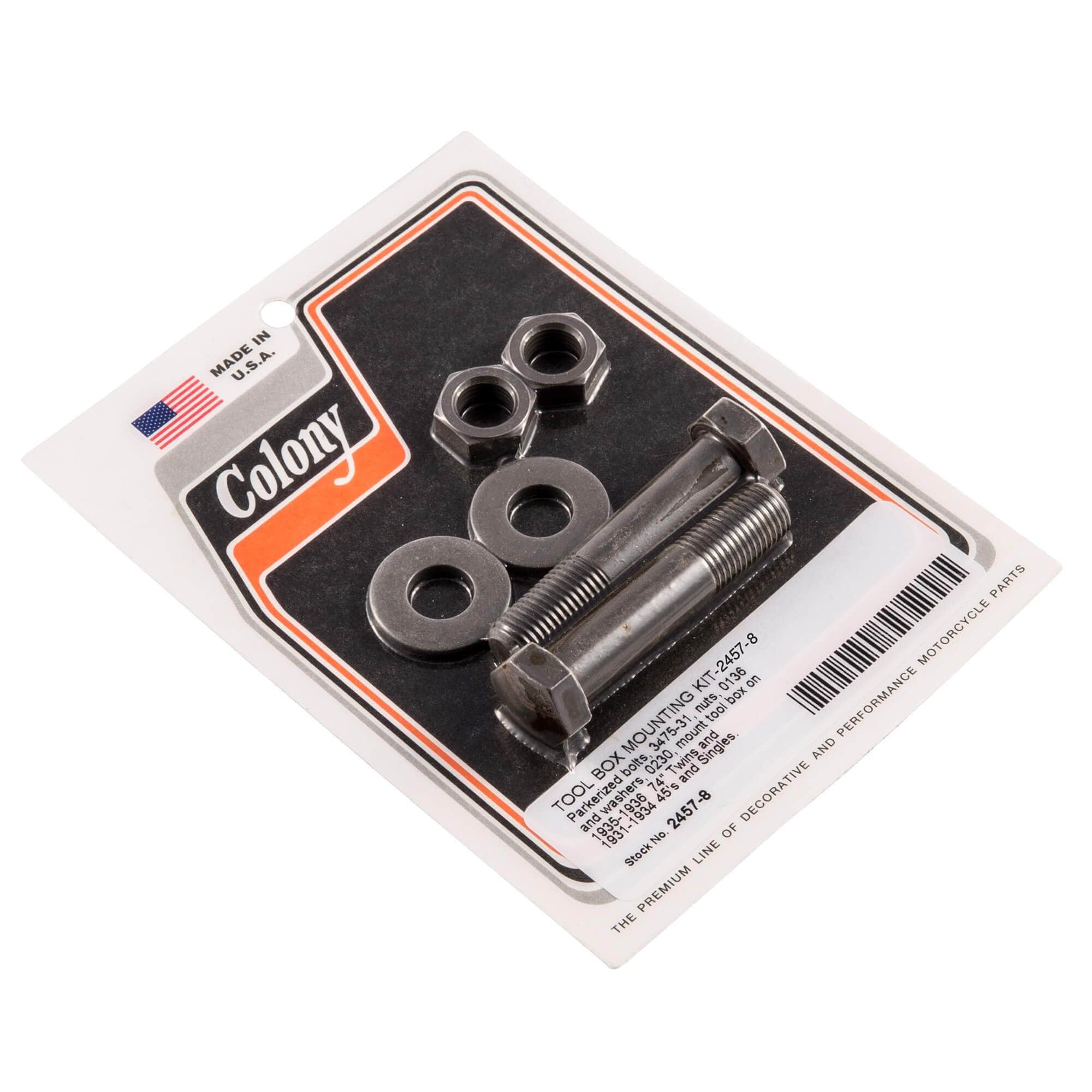 #2457-8 Tool Box Mounting Kit 1935-1936 Harley-Davidson 74" Twins 1931-1934 45's/Singles - Parkerized