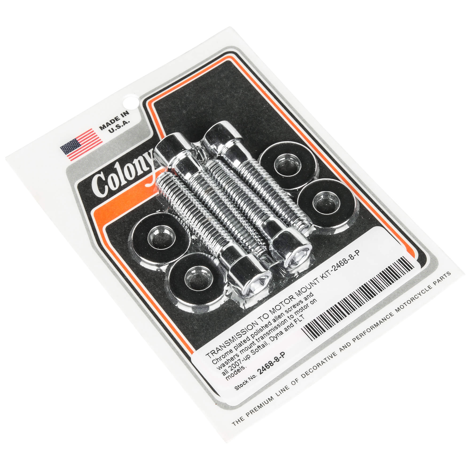 #2468-8-P Transmission to Motor Mount Smooth Allen Kit 2007-Up Harley-Davidson Softail/Dyna/FLT - Chrome Plated