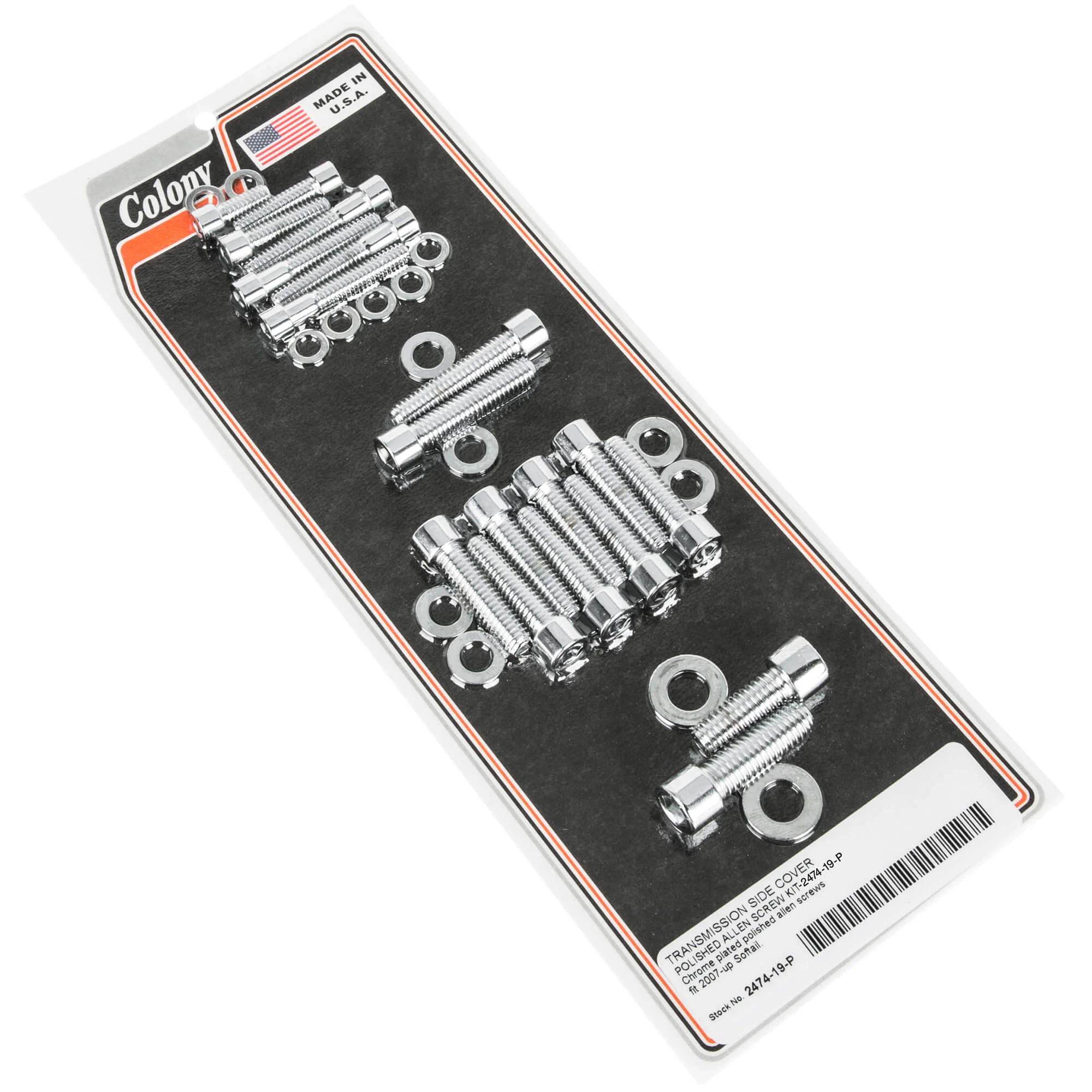#2474-19-P Transmission Side Cover Smooth Allen Hardware Kit 2007-Up Harley-Davidson Softail - Chrome Plated
