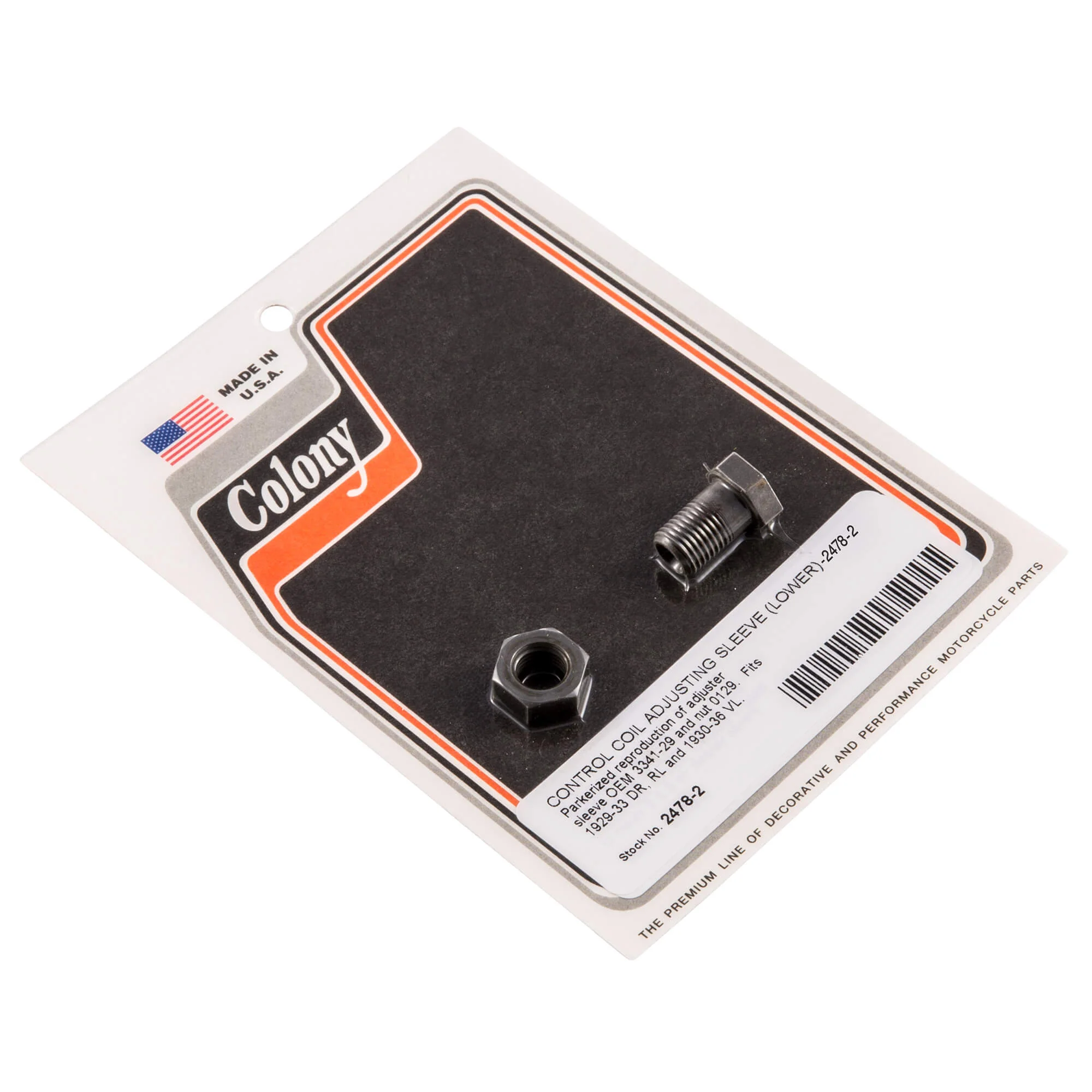 #2478-2 Control Coil Adjusting Sleeve 1929-1933 Harley-Davidson DR/RL/VL - Parkerized