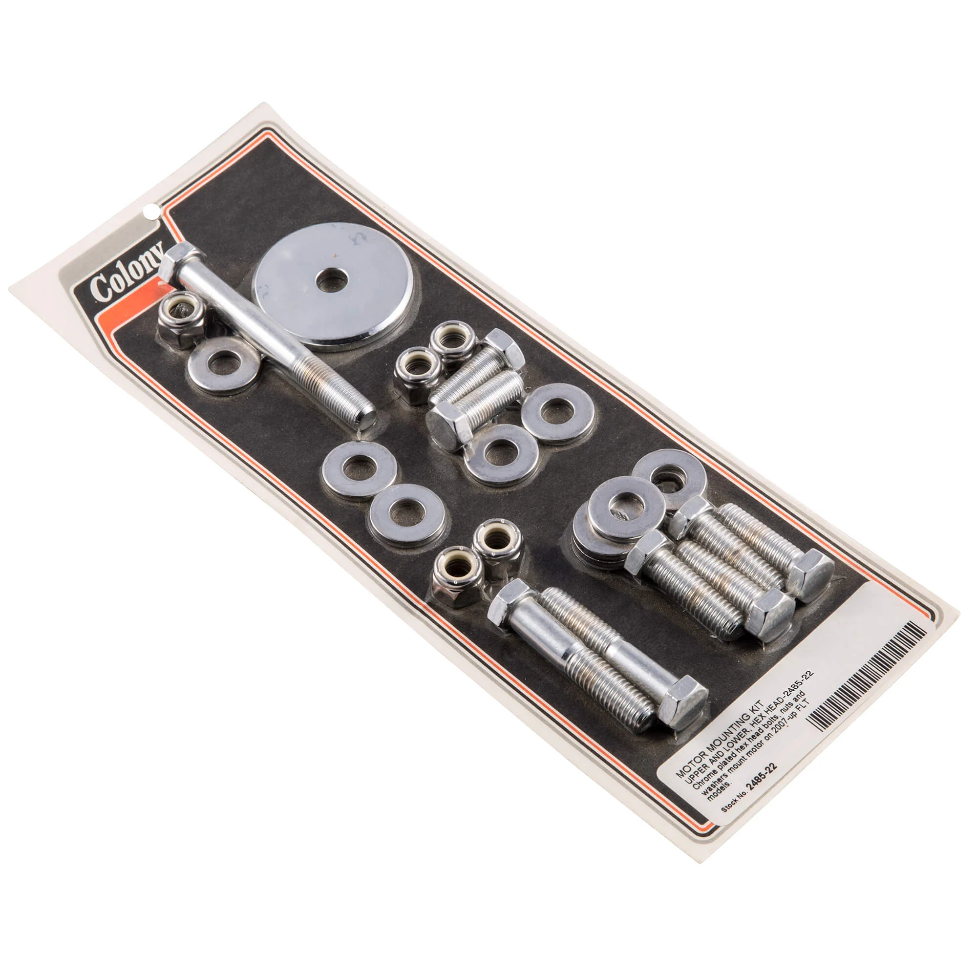 #2485-22 Motor Mounting Kit Upper and Lower Hex 2007-Up Harley-Davidson - Chrome Plated