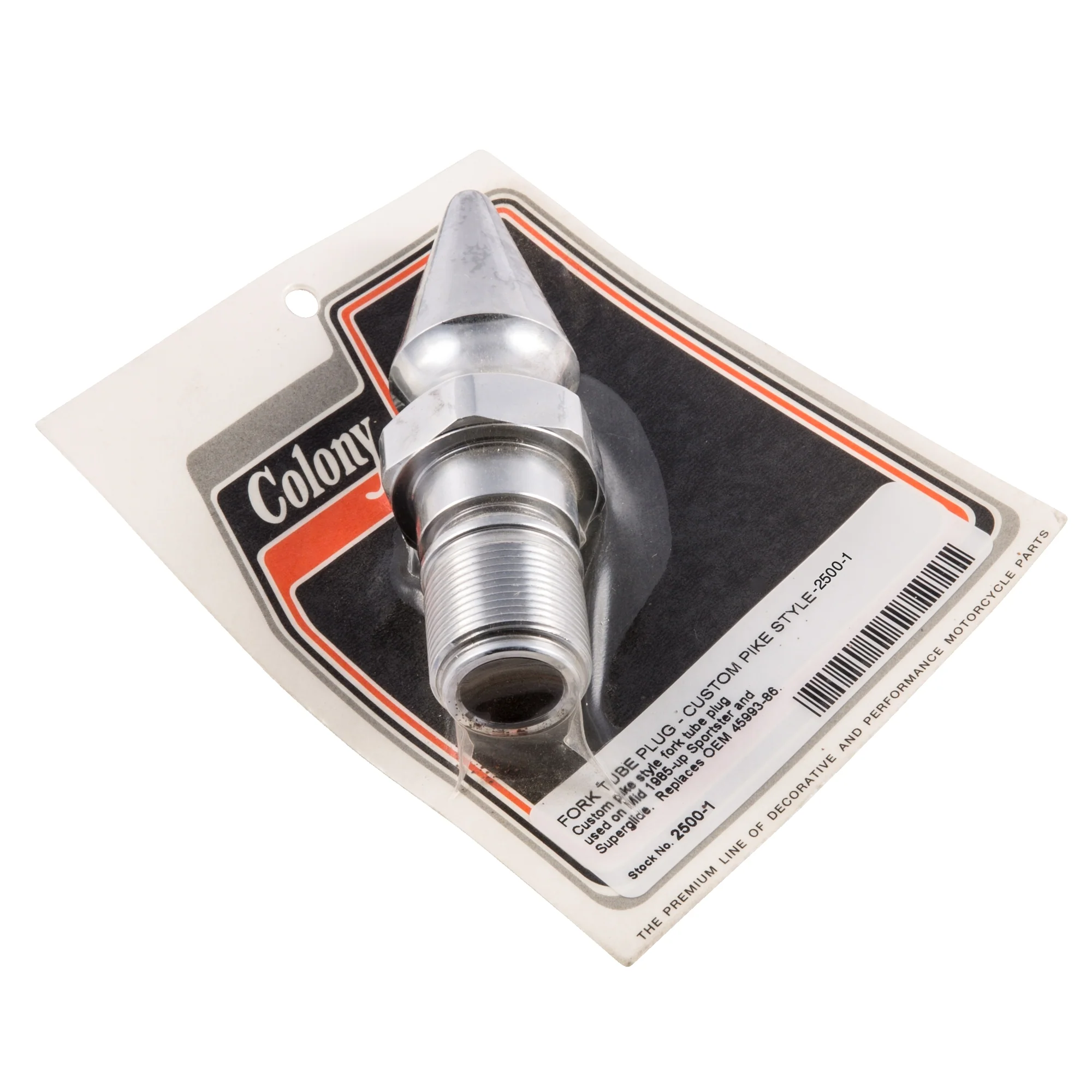 #2500-1 Pike Nut Fork Tube Plug 1985-Up Harley-Davidson Sportster & Superglide - Chrome Plated