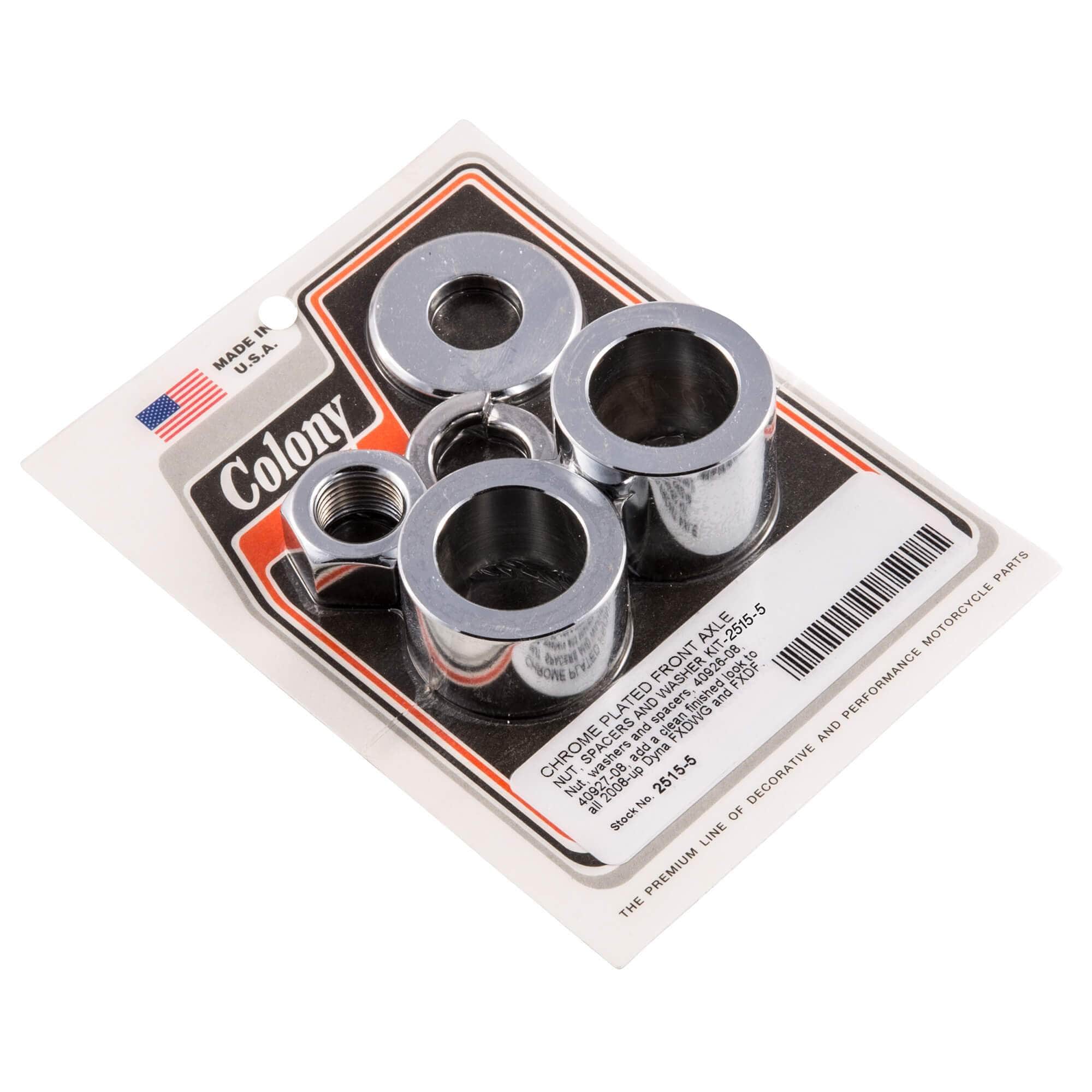 #2515-5 Front Axle Nut Washer Spacers 2008-Up Harley-Davidson FXDWG/FXDF - Chrome Plated