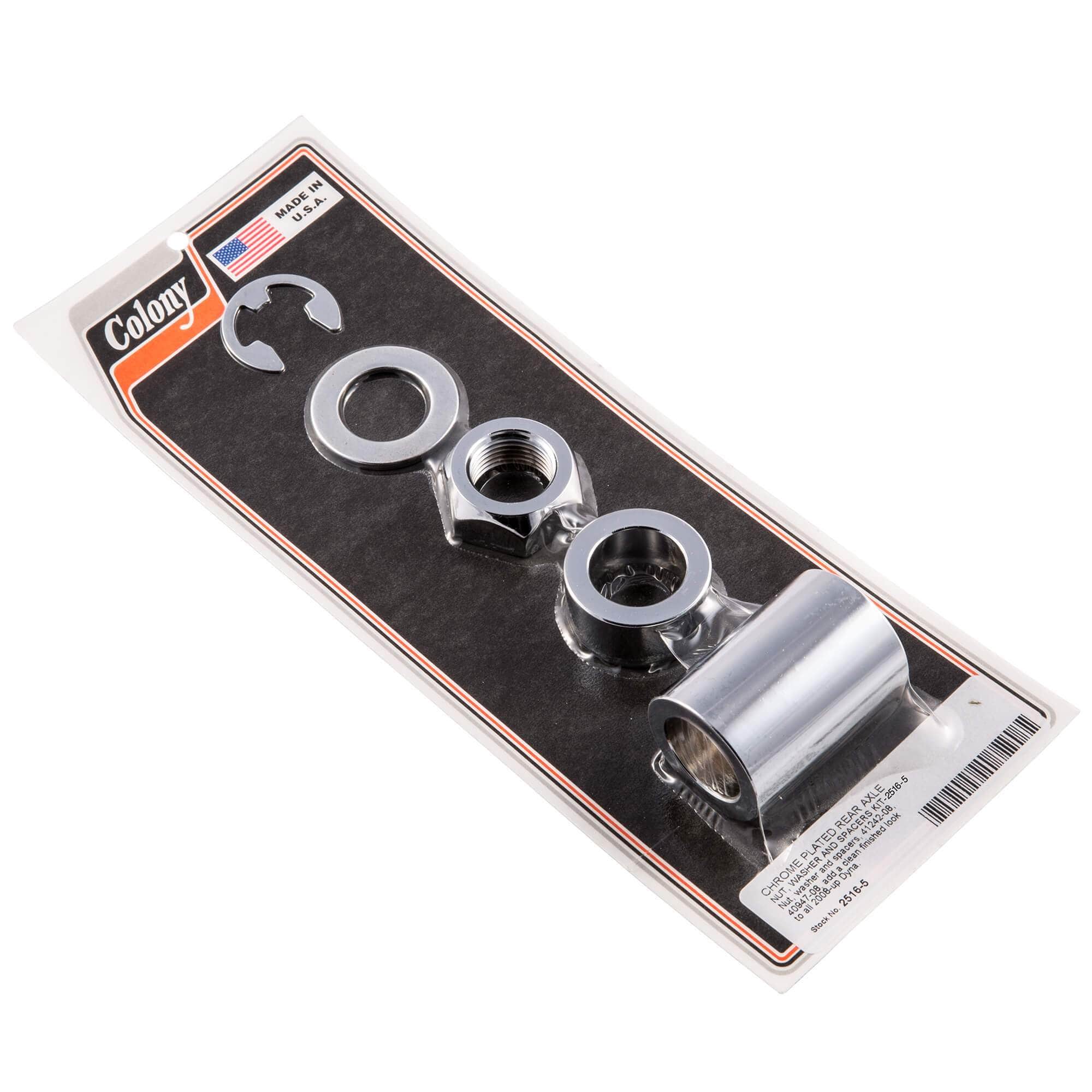 #2516-5 Rear Axle Nut Washer Spacers 2008-Up Harley-Davidson Dyna - Chrome Plated