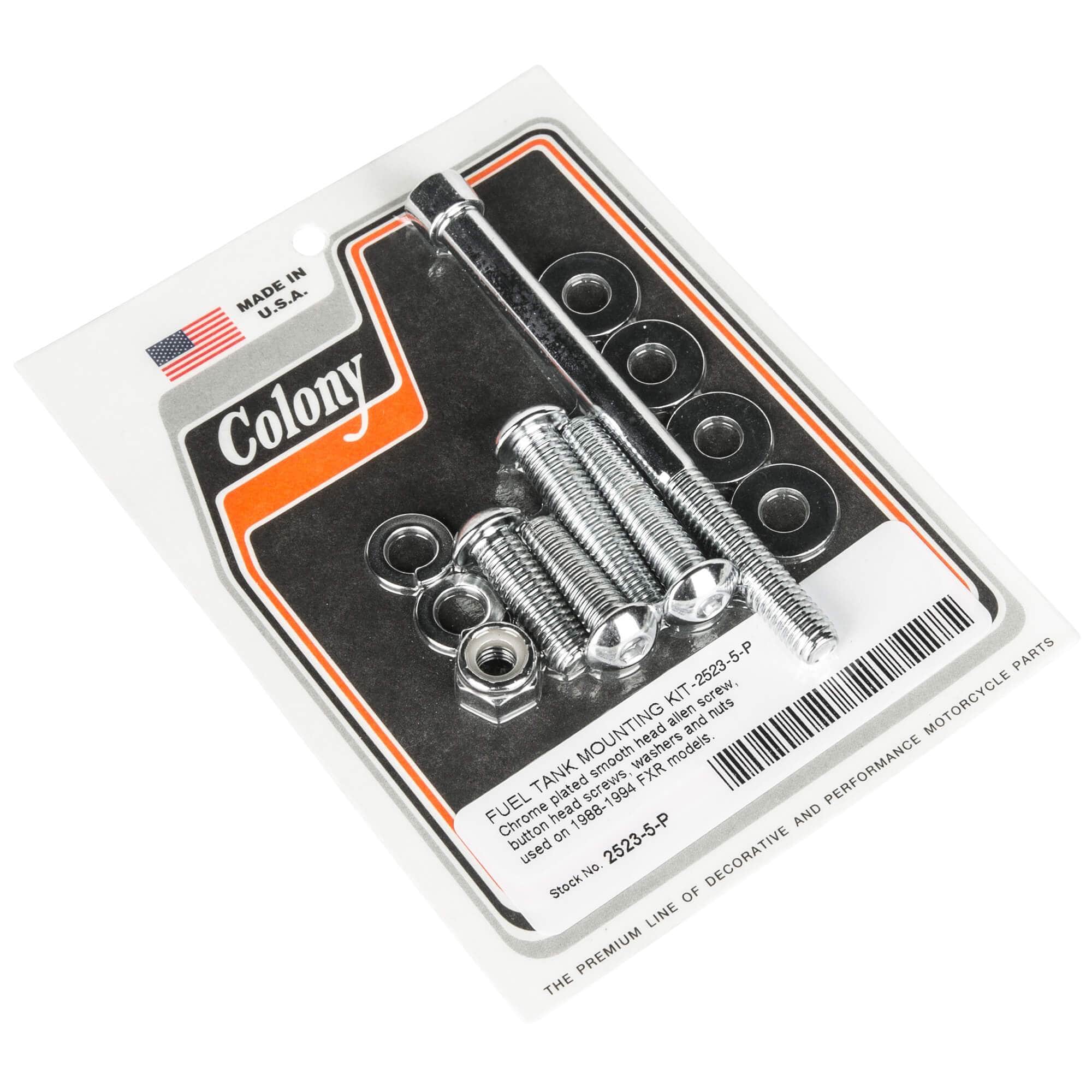 #2523-5-P Fuel Tank Smooth Button Head Mounting Kit 1988-1994 Harley-Davidson FXR - Chrome Plated