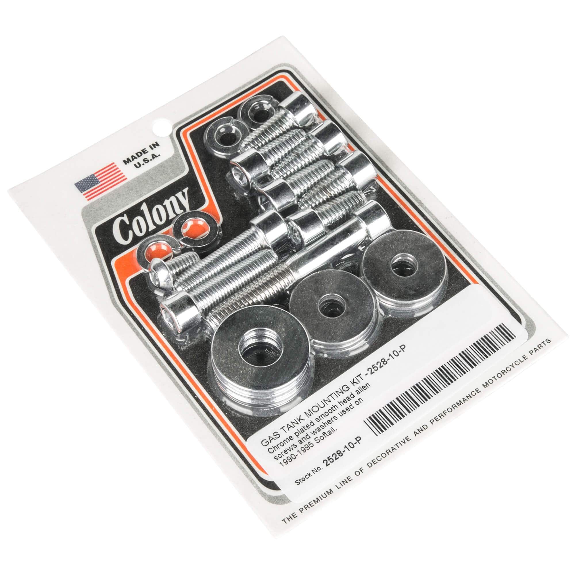 #2528-10-P Gas Tank Mounting Smooth Allen Kit 1990-1995 Harley-Davidson Softail - Chrome Plated