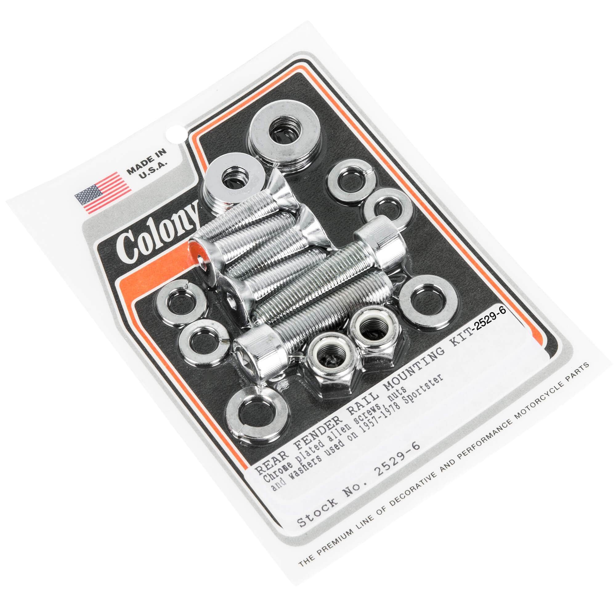 #2529-6 Rear Fender Rail Mounting Allen Kit 1957-1978 Harley-Davidson Sportster - Chrome Plated