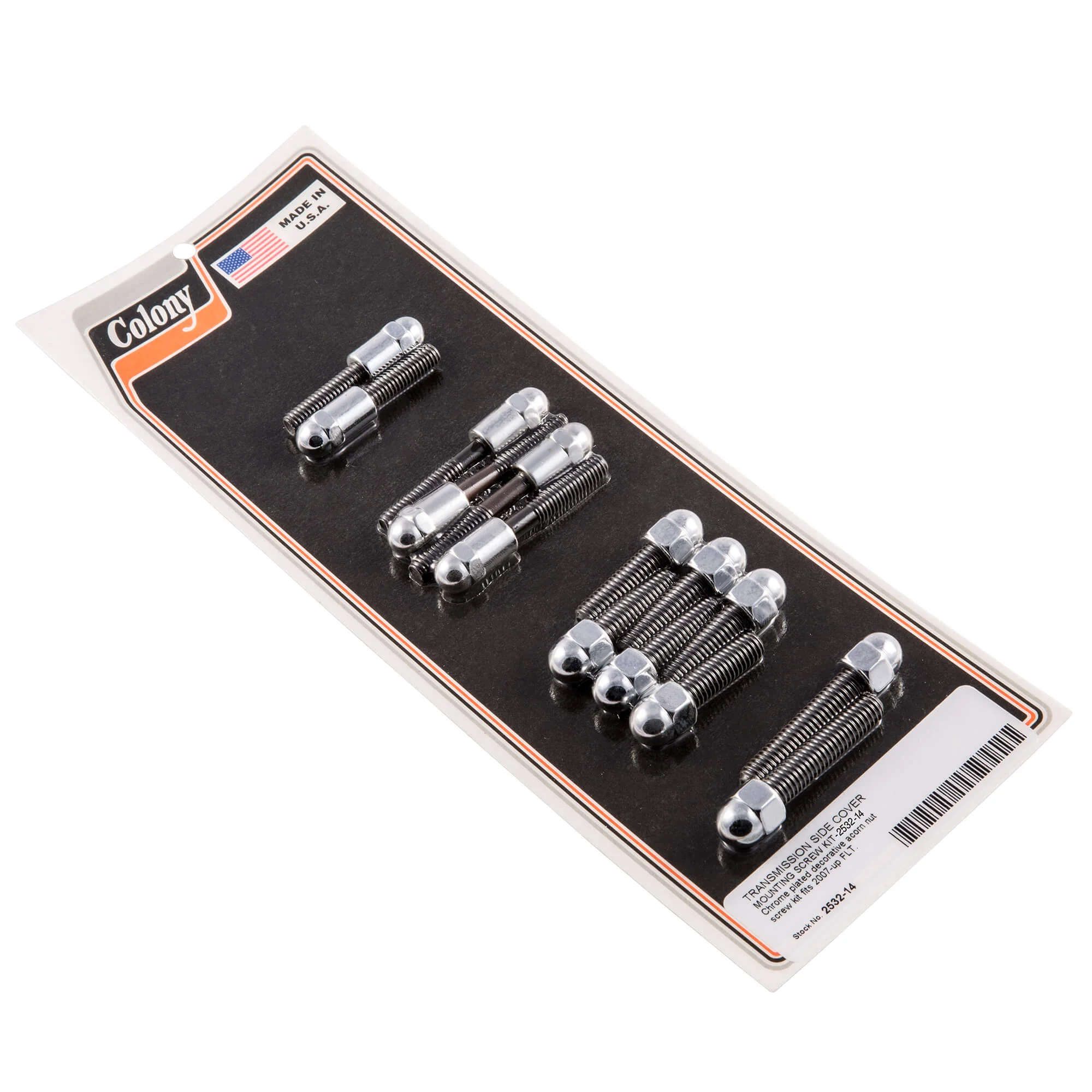 #2532-14 Transmission Side Cover Acorn Mounting Screw Kit 2007-Up Harley-Davidson FLT - Chrome Plated