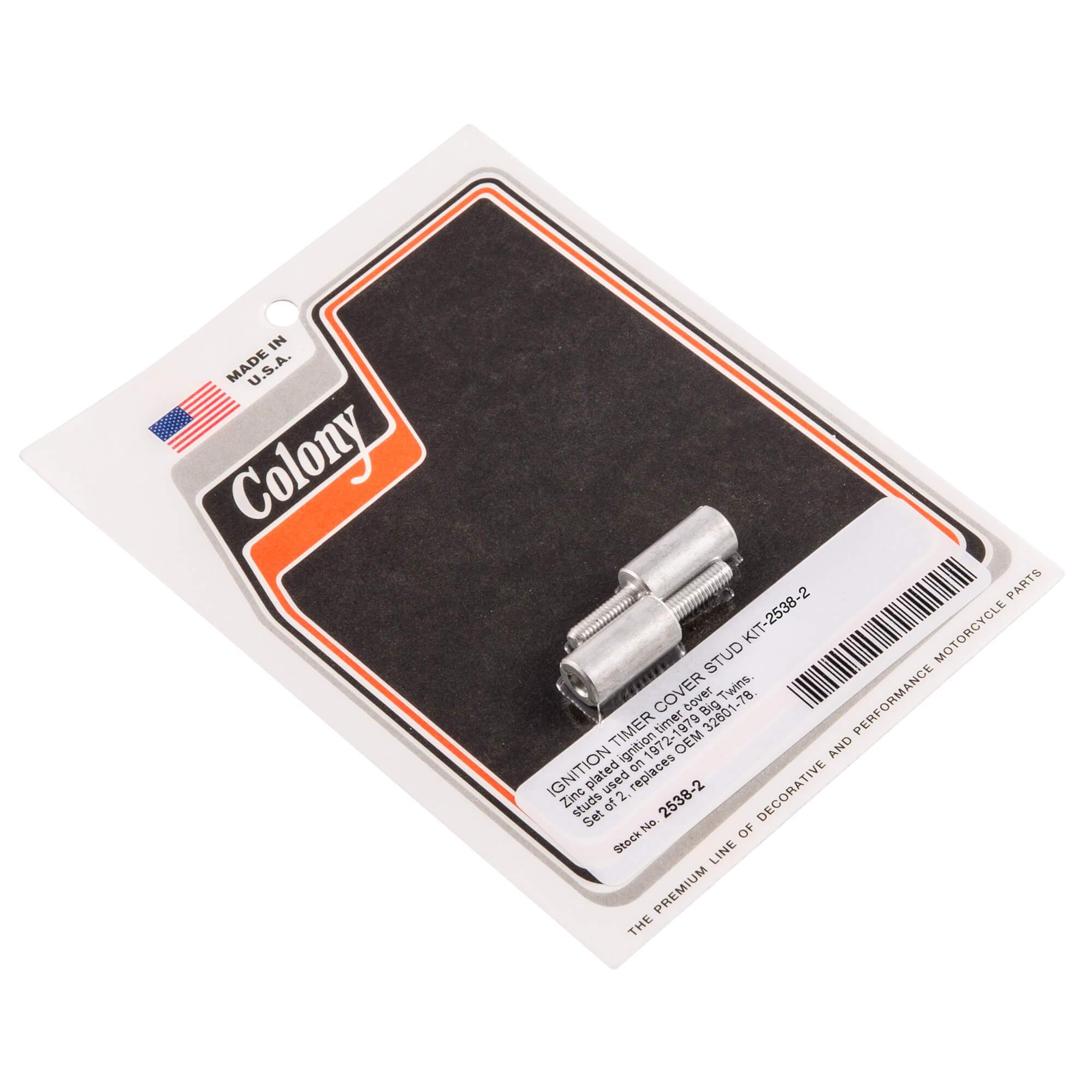 #2538-2 Ignition Timer Cover Stud Kit 1972-1979 Harley-Davidson Big Twin - Zinc Plated