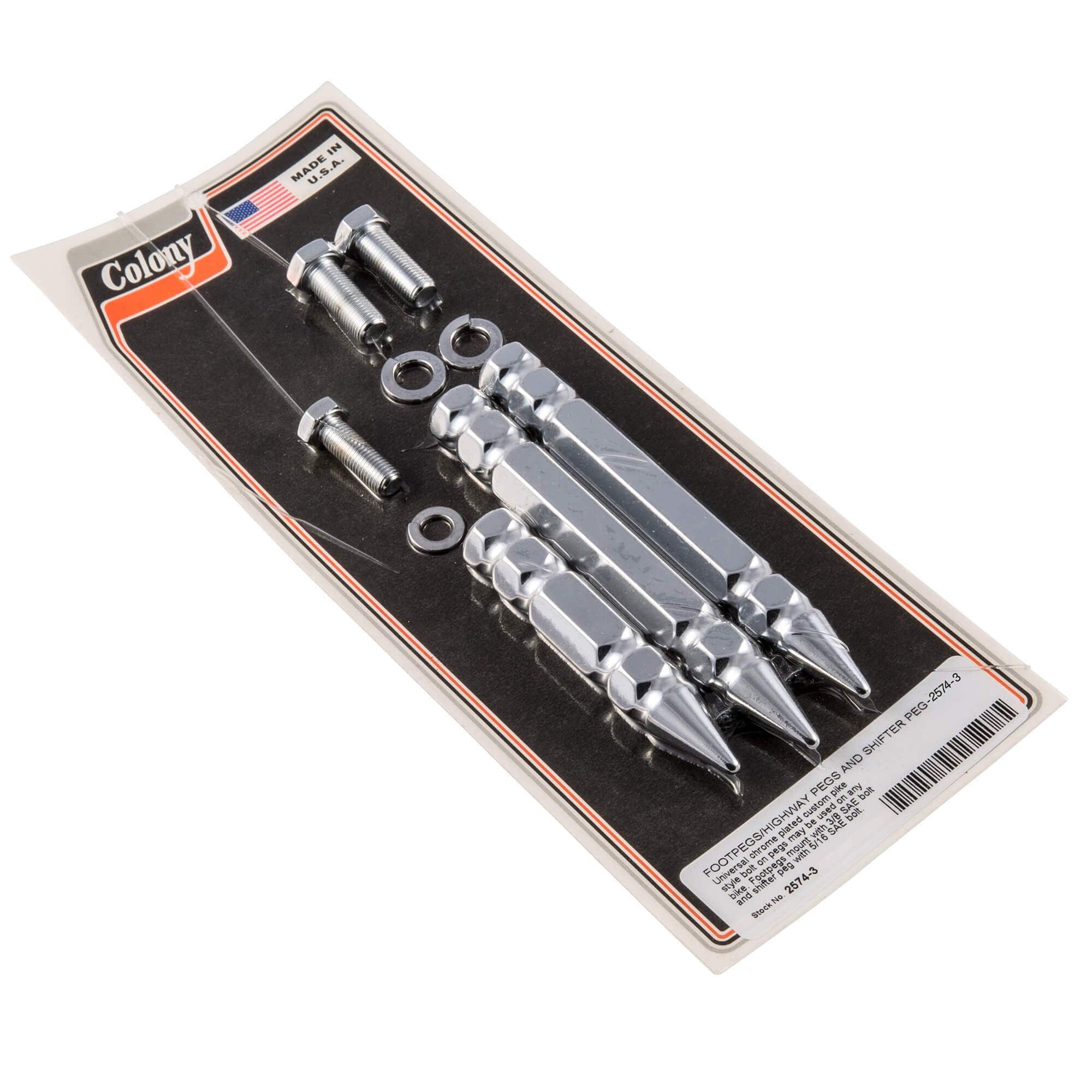 #2574-3 Footpegs And Shifter Pike Nuts Harley-Davidson Chopper - Chrome Plated