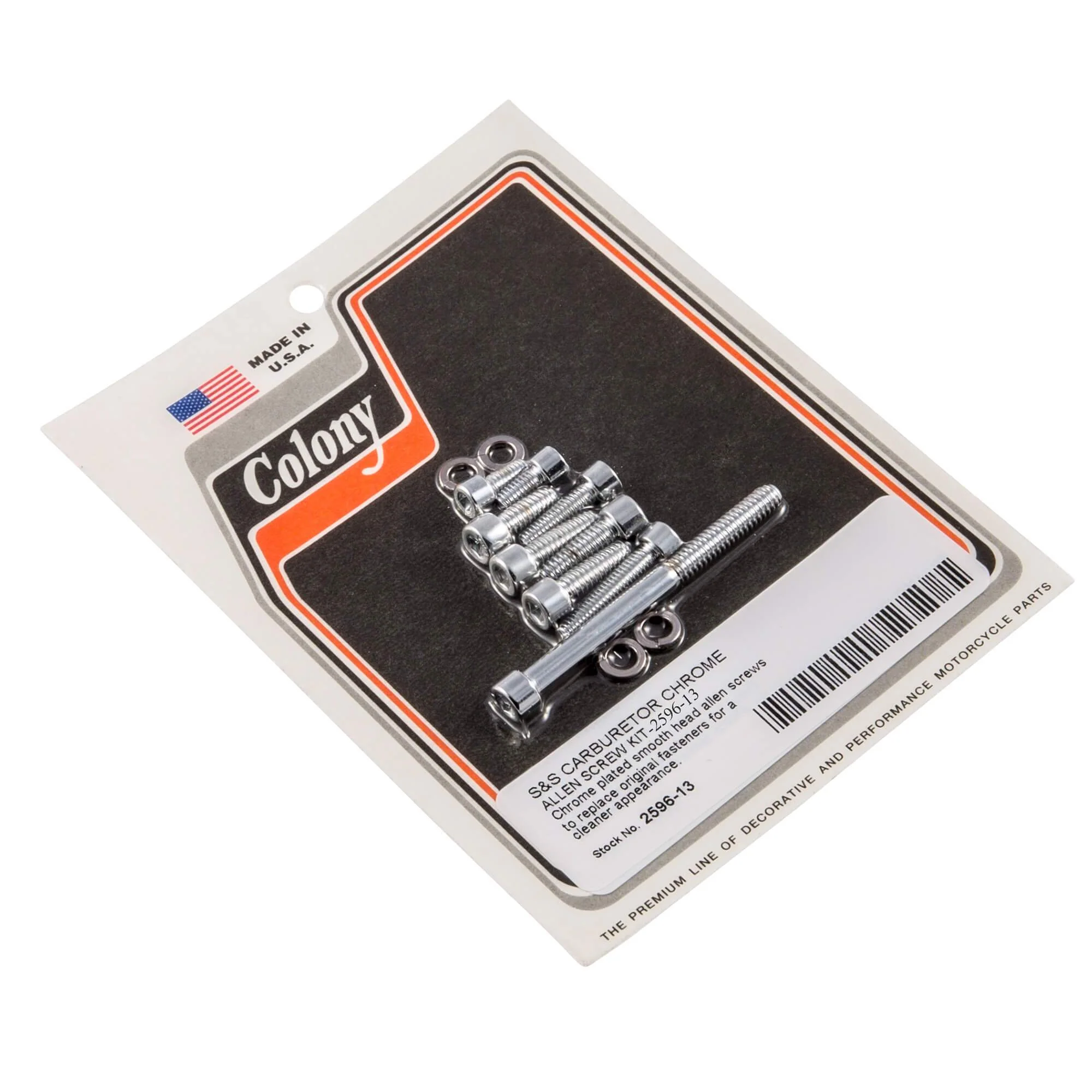 #2596-13 S&S Carburetor Allen Screw Kit Harley Davidson - Chrome Plated