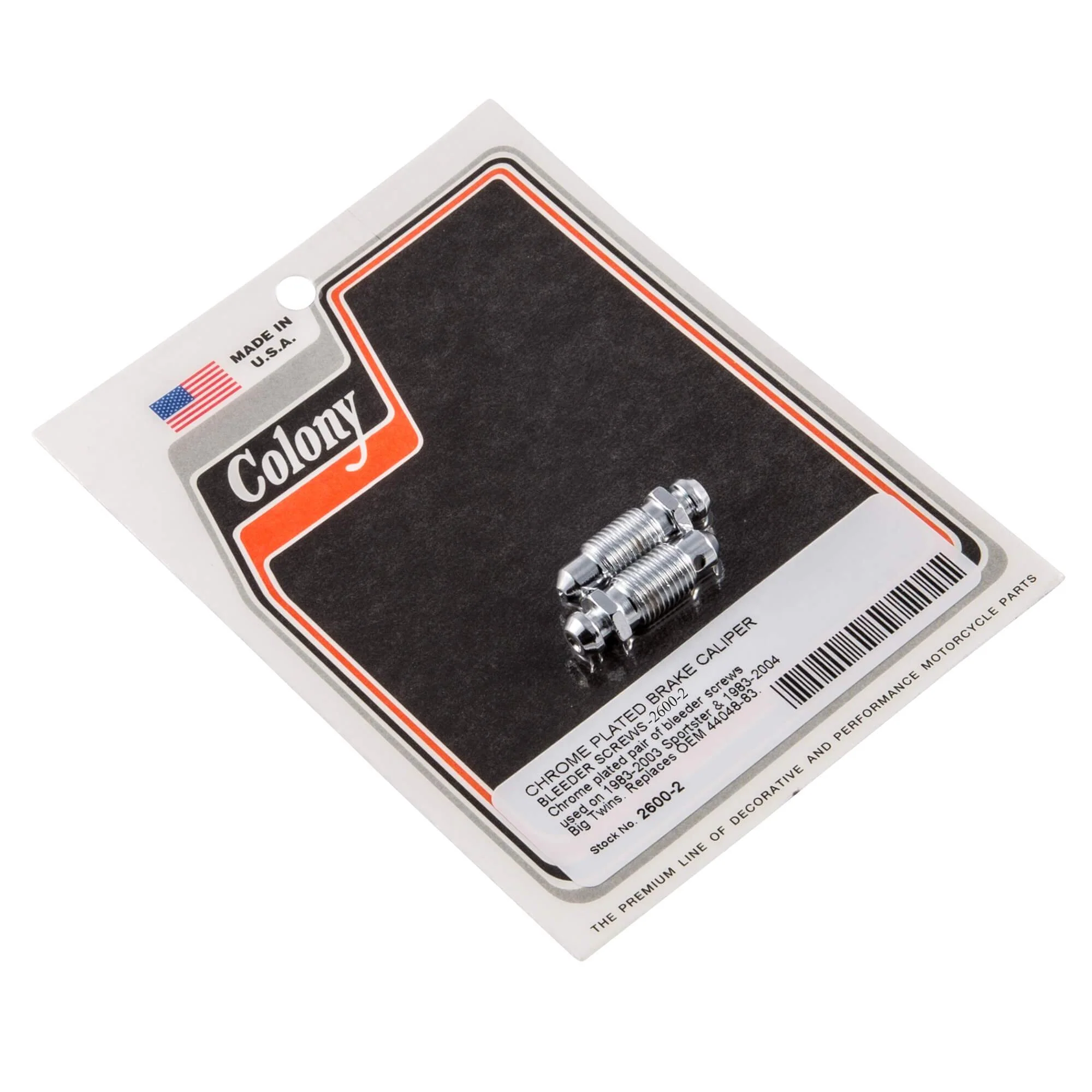 #2600-2  Brake Caliper Bleed Screws 1983-2004 Harley-Davidson Big Twin 1983-2003 XL - Chrome Plated