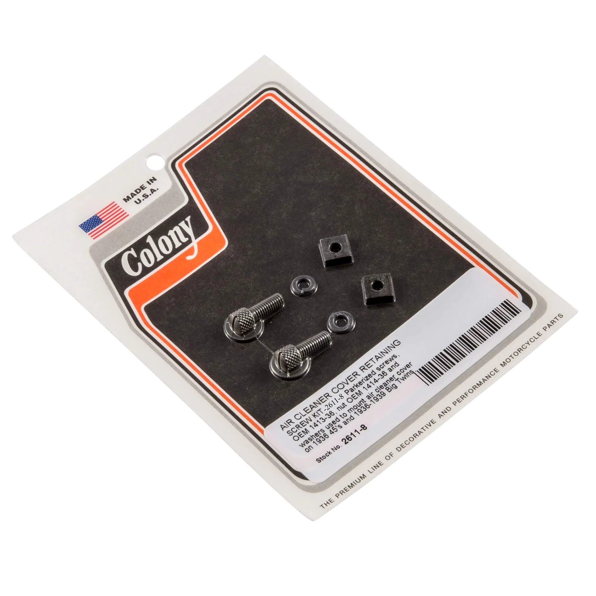 #2611-8 Air Cleaner Cover Retaining Screw Kit 1936-1939 Harley-Davidson Big Twin 1936 45's - Parkerized