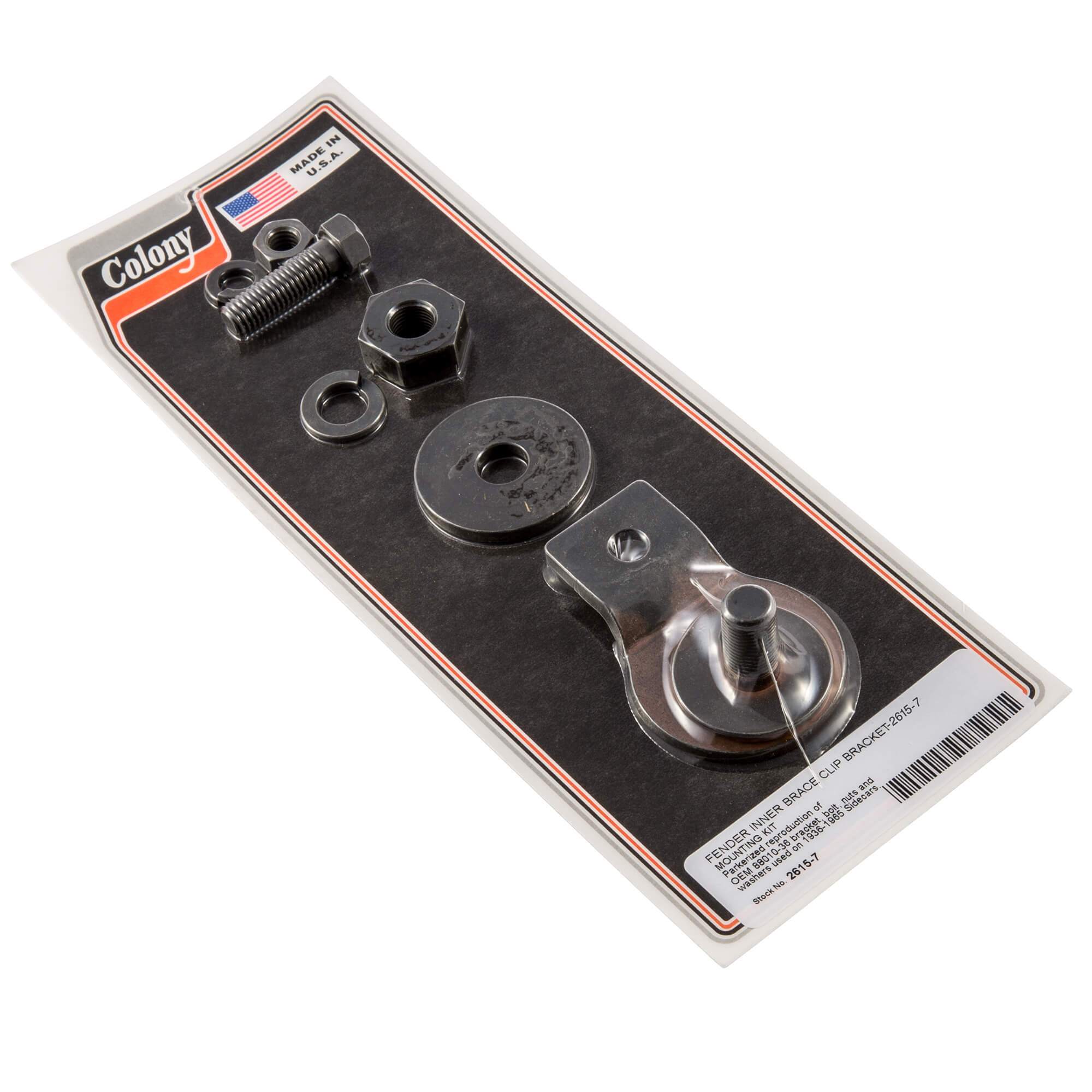 #2615-7 Fender Inner Brace Clip Bracket Mounting Kit 1936-1965 Harley-Davidson Sidecars - Parkerized