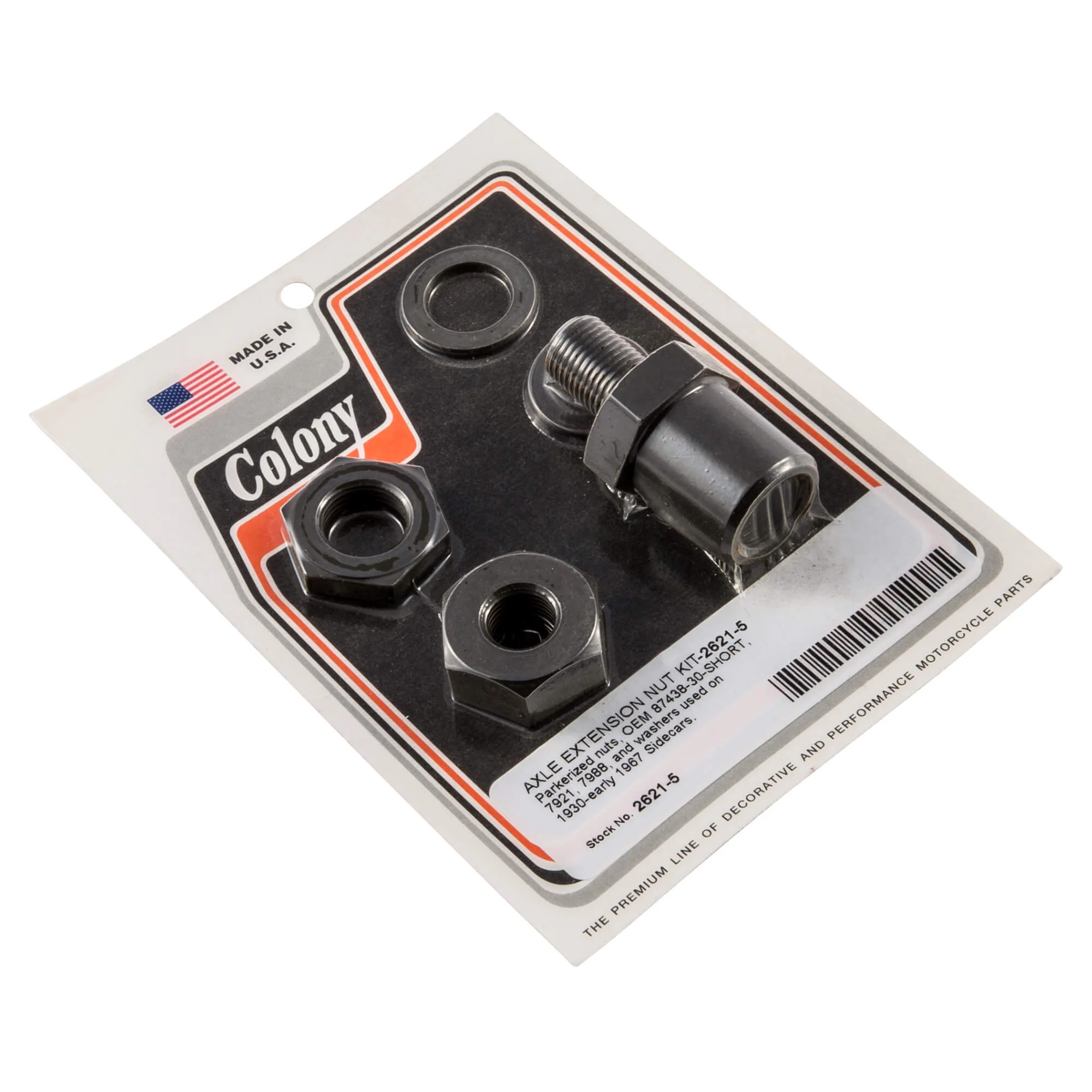 #2621-5 Axle Extension Nut Kit 1930-1967 Harley-Davidson Sidecars - Parkerized