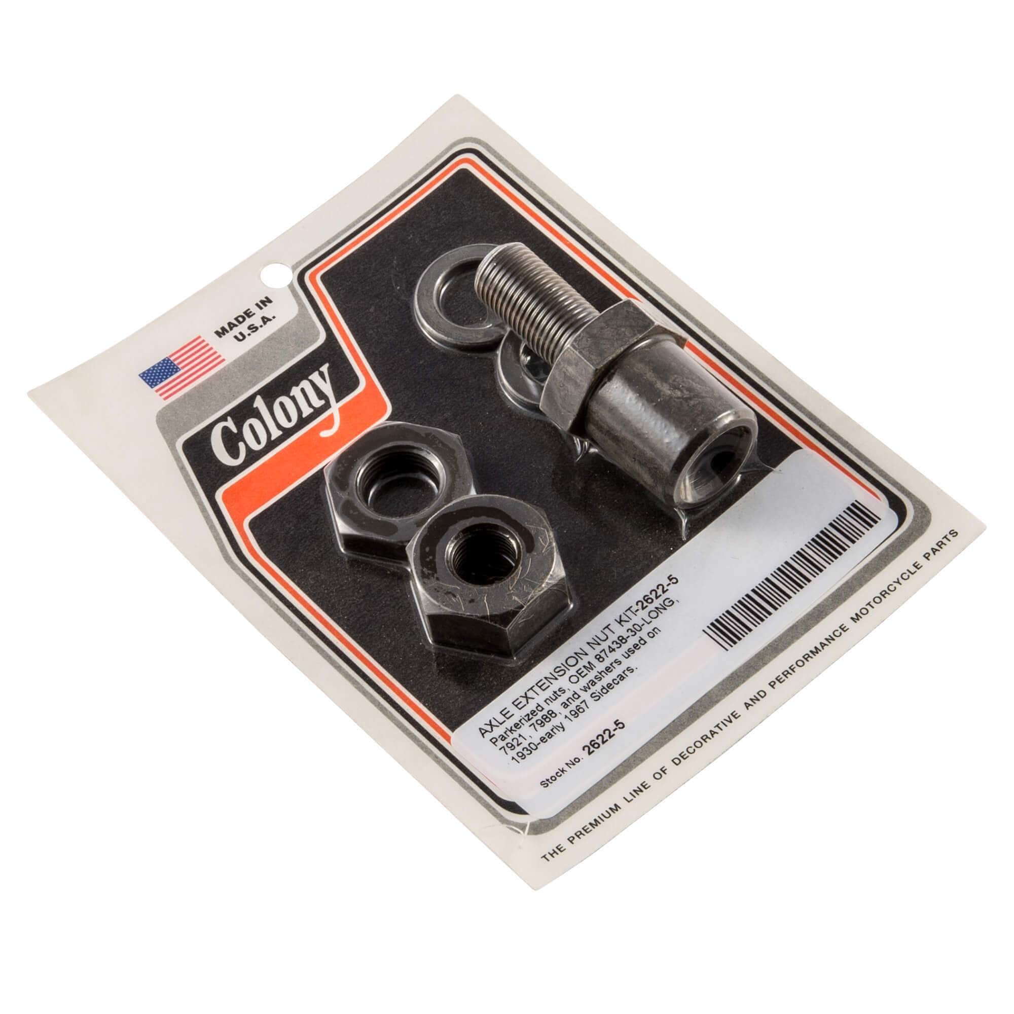 #2622-5 Axle Extension Nut Kit 1930-1967 Harley-Davidson Sidecars - Parkerized