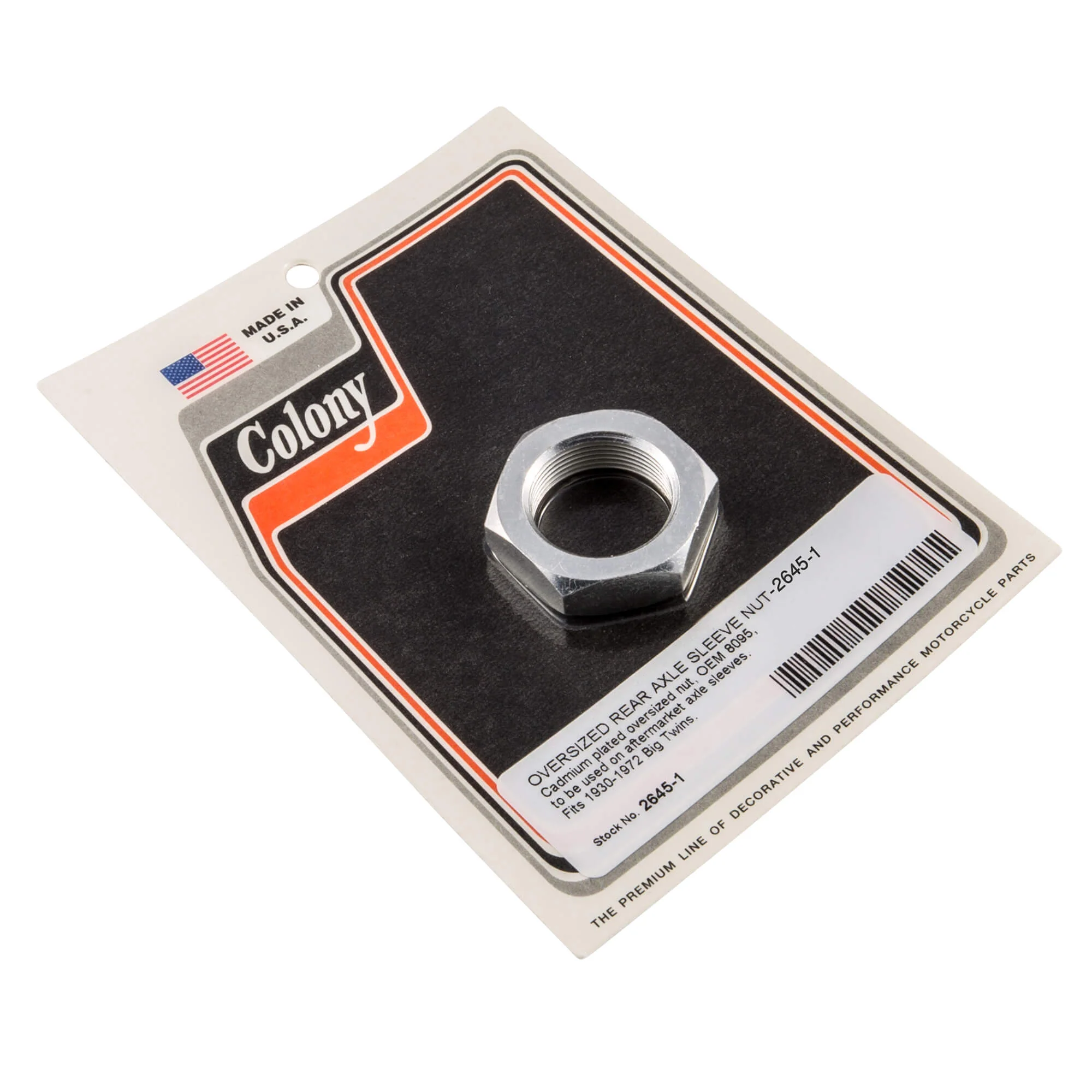 #2645-1 Oversized Rear Axle Sleeve Nut 1930-1972 Harley-Davidson Big Twins - CAD Plated