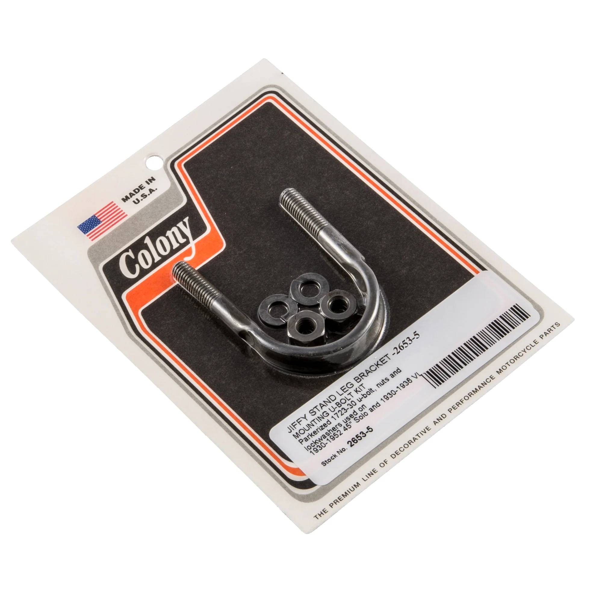 #2653-5 Jiffy Stand Leg Bracket Mounting Kit 1930-1952 Harley-Davidson 45 Solo 1930-1936 VL - Parkerized