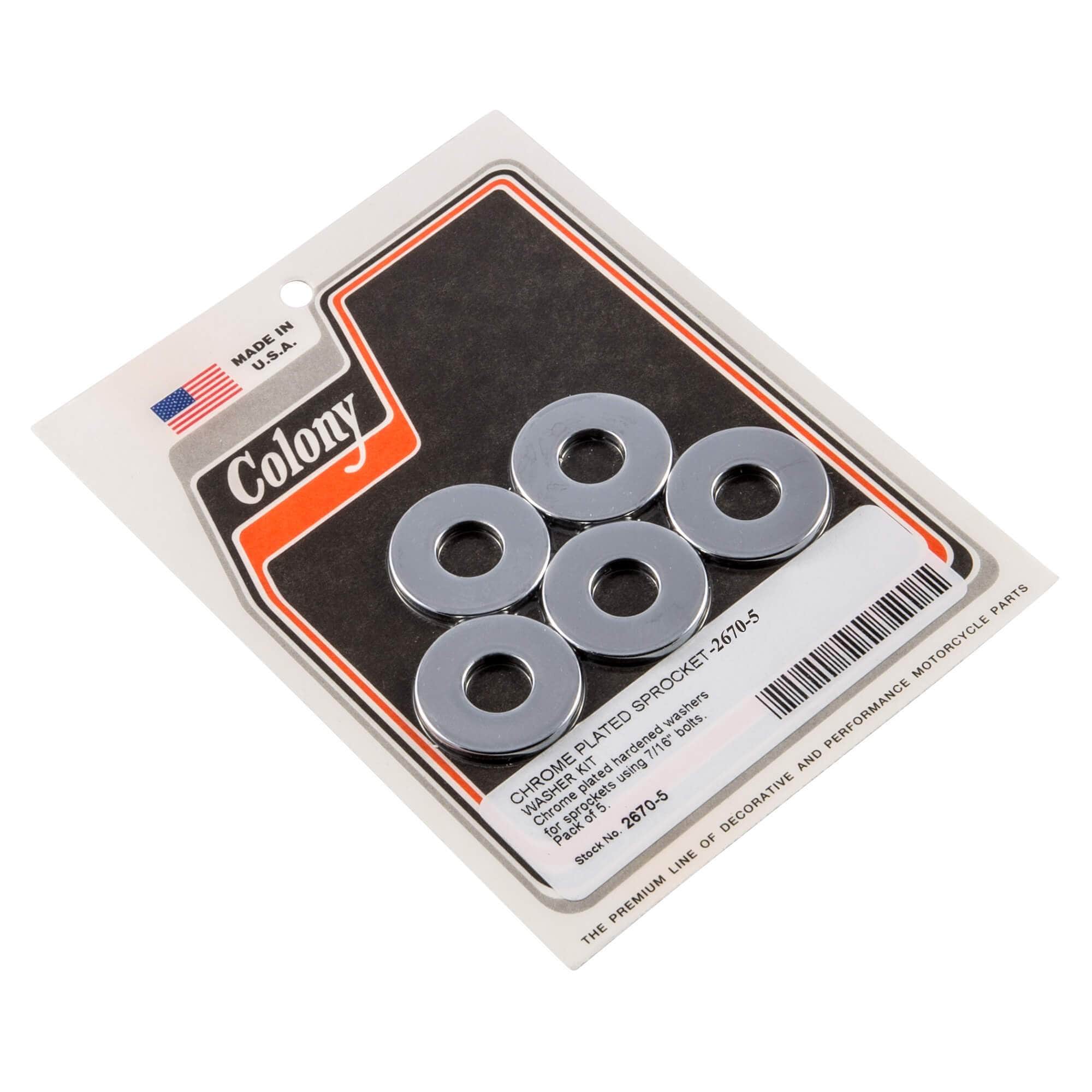 #2670-5 Sprocket Washer Kit for 7/16 inch bolts Harley-Davidson - 5 pack - Chrome Plated