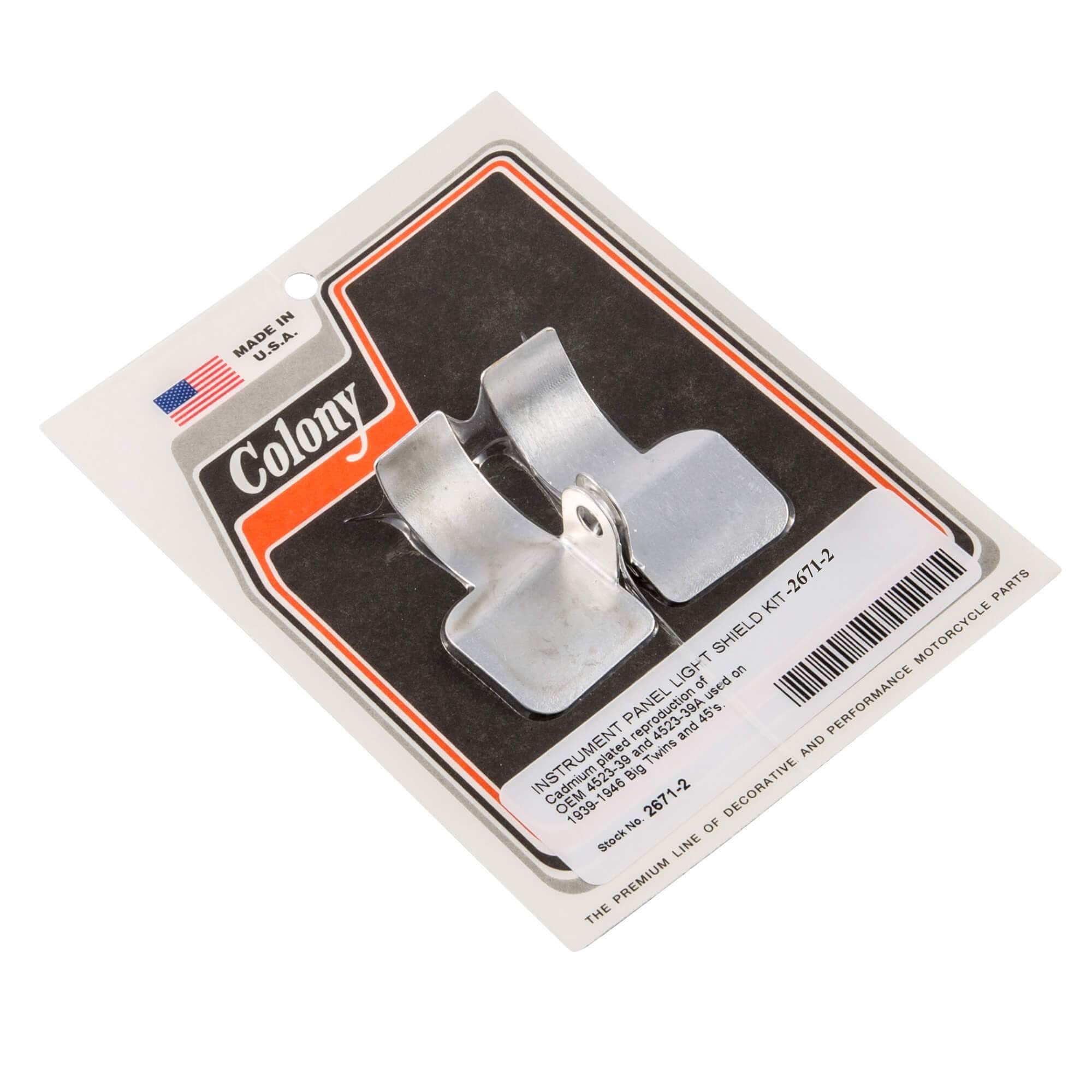#2671-2 Instrument Panel Light Shield Kit 1939-1946 Harley-Davidson Big Twins/45s - CAD Plated