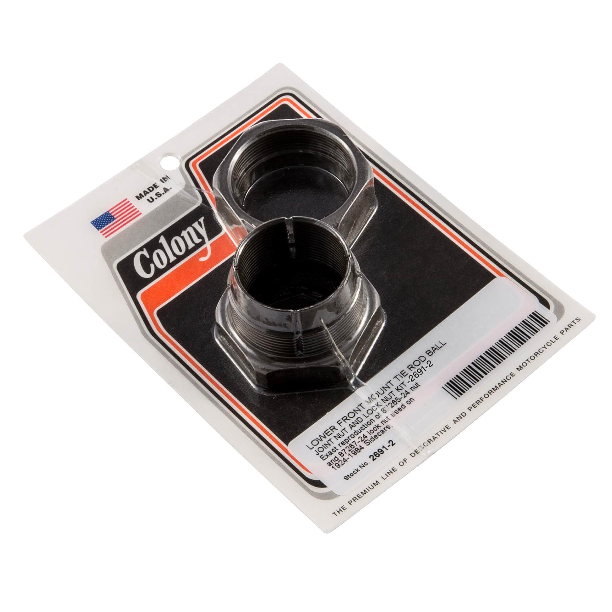 #2691-2 Lower Front Mount Tie Rod Ball Joint Nut Kit 1924-1984 Harley-Davidson Sidecars