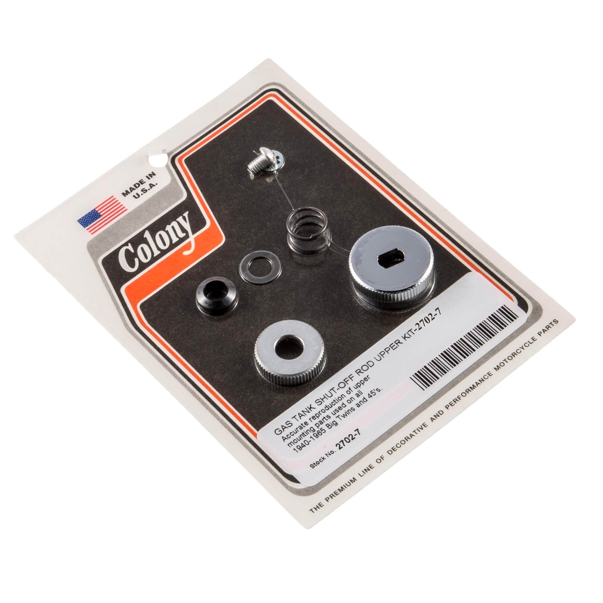 #2702-7 Gas Tank Shut Off Rod Upper Kit 1940-1965 Harley-Davidson Big Twin/45s - Chrome Plated