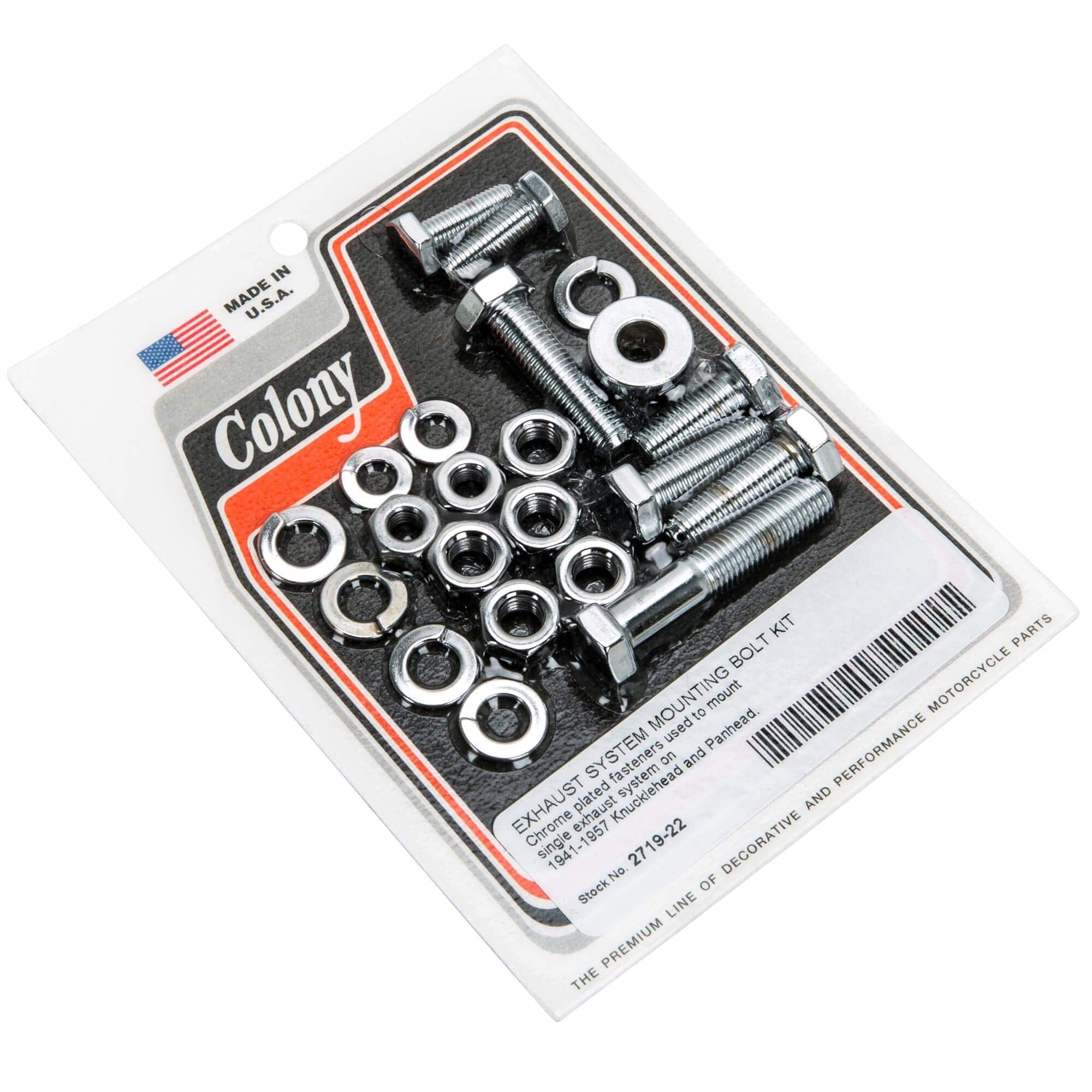 #2719-22 Exhaust System Mounting Bolt Kit 1941-1957 Harley-Davidson Knucklehead/Panhead - Chrome Plated