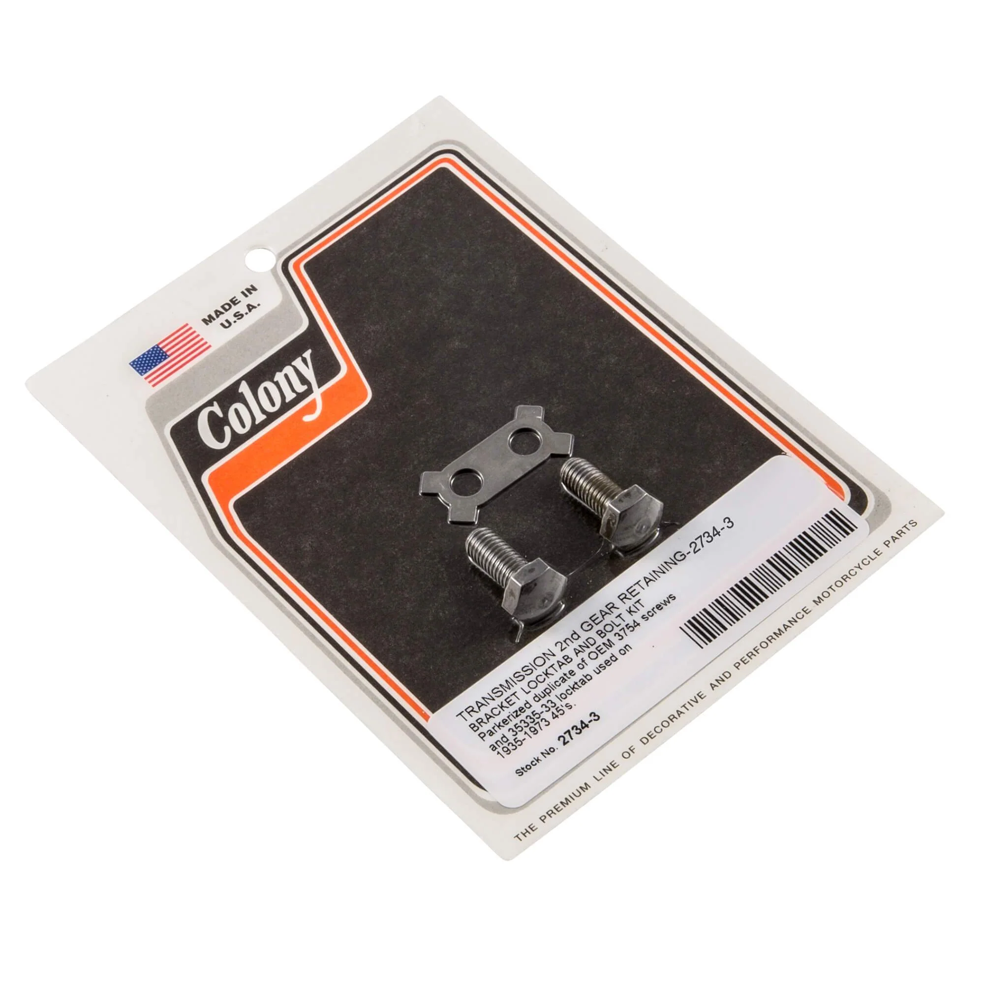 #2734-3 Transmission 2nd Gear Retaining Bracket Kit 1935-1973 Harley-Davidson 45s - Parkerized