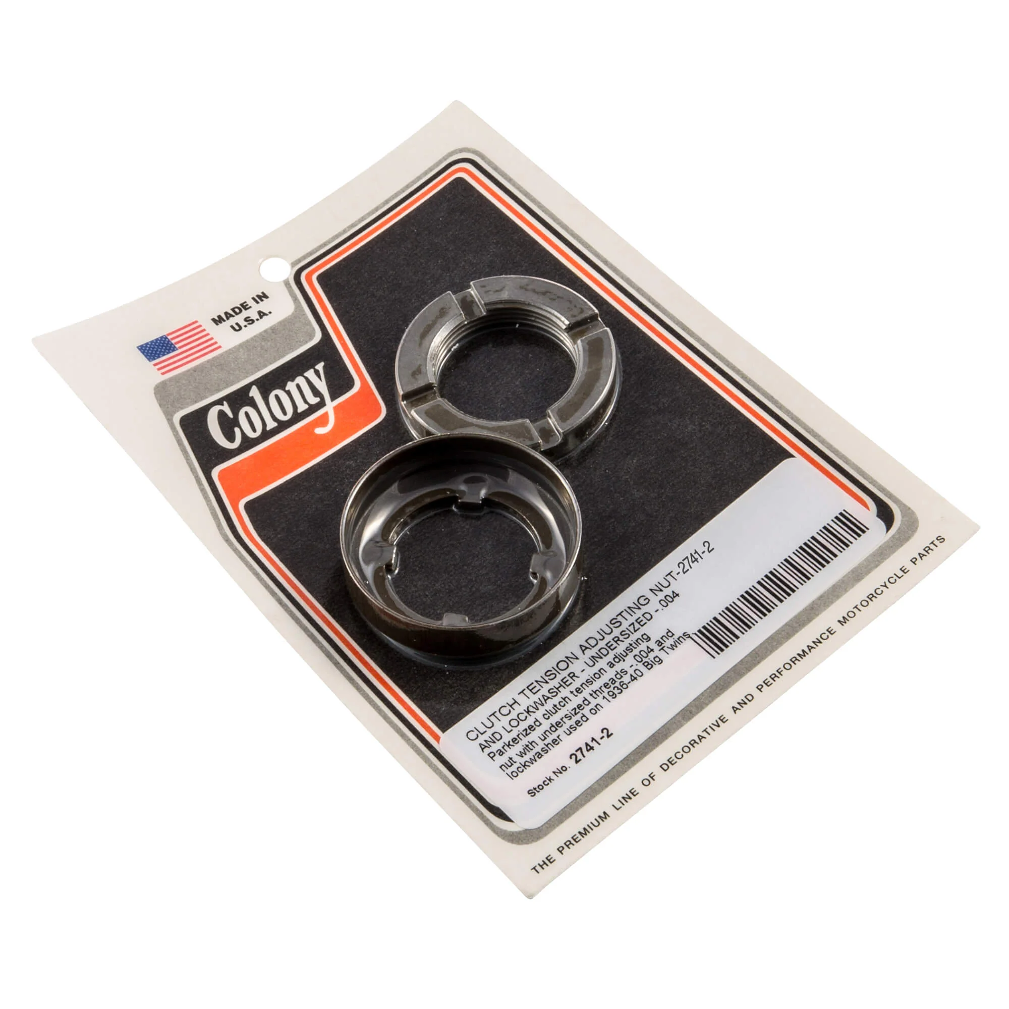 #2741-2 Clutch Tension Adjusting Nut and Lockwasher Undersized 1936-1940 Harley-Davidson Big Twins - Parkerized