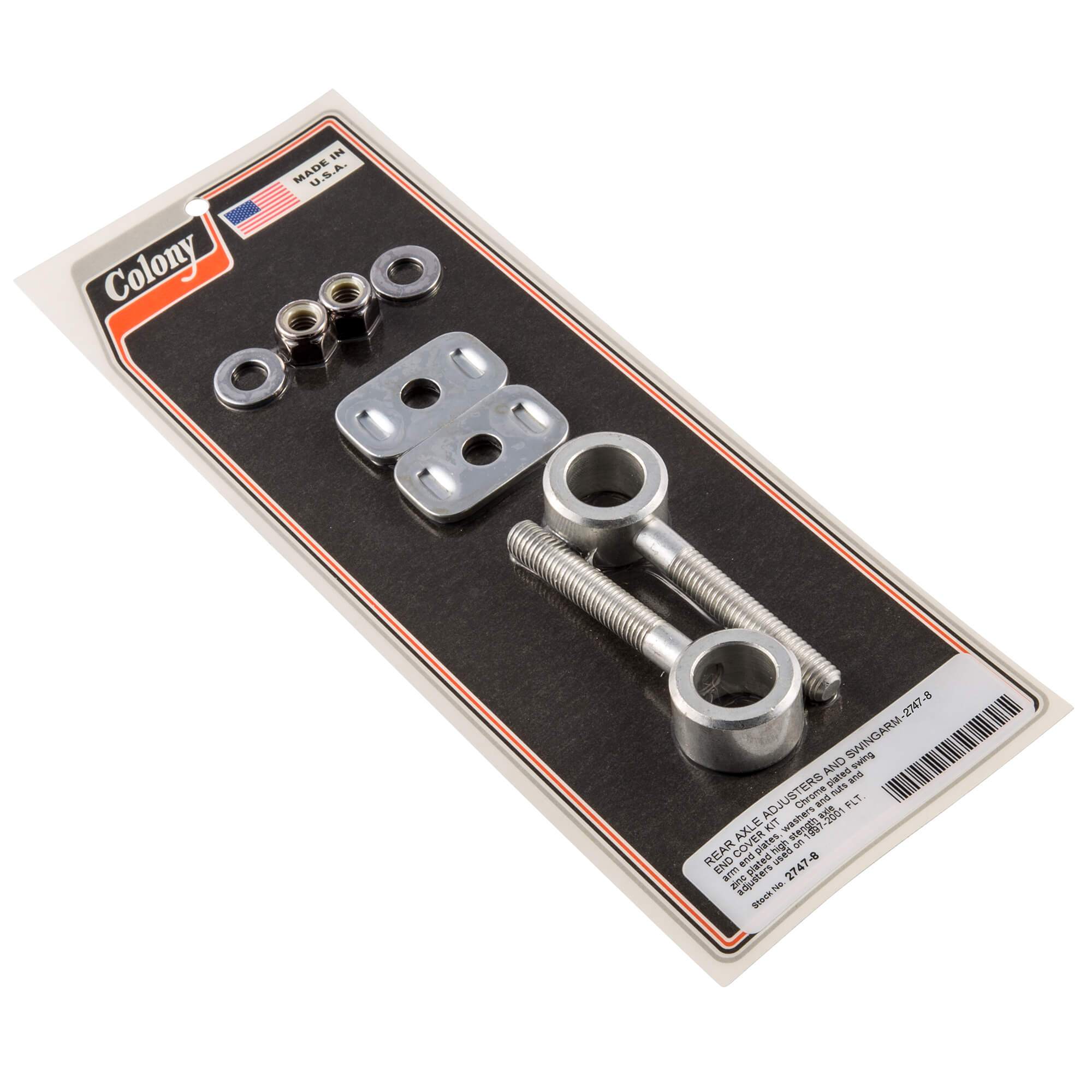 #2747-8 Rear Axle Adjusters Swingarm End Cover Kit 1997-2001 Harley-Davidson FLT - Zinc Plated