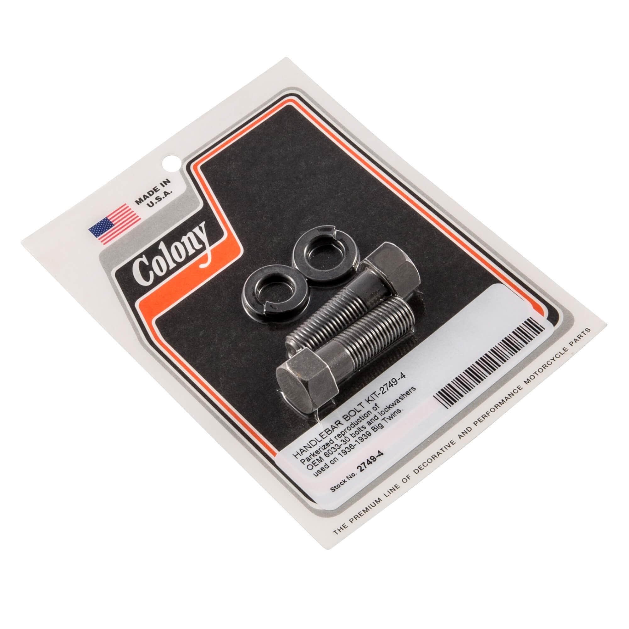 #2749-4 Handlebar Bolt Kit 1936-1939 Harley-Davidson Big Twin - Parkerized