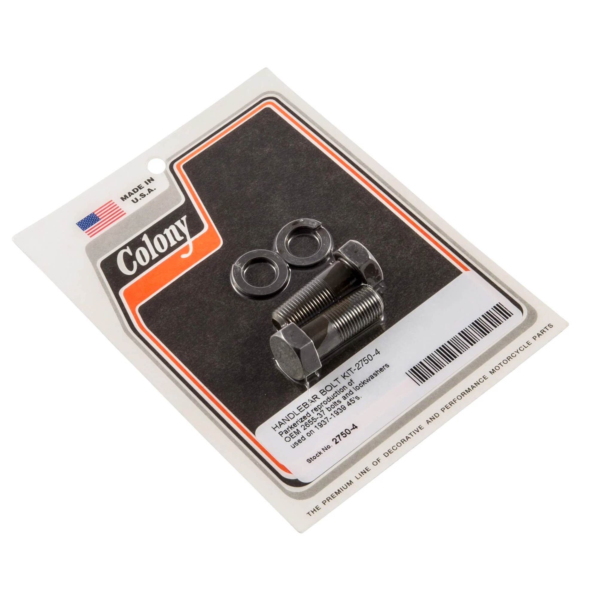#2750-4 Handlebar Bolt Kit 1937-1939 Harley-Davidson 45s - Parkerized