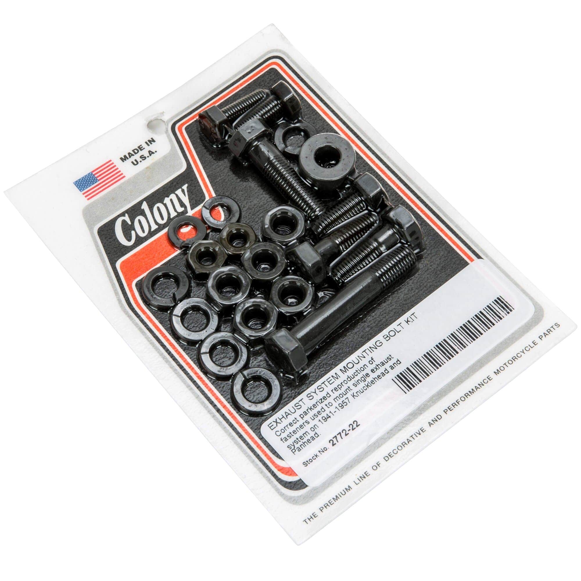 #2772-22 Exhaust System Mounting Bolt Kit 1941-1957 Harley-Davidson Knucklehead/Panhead - Parkerized