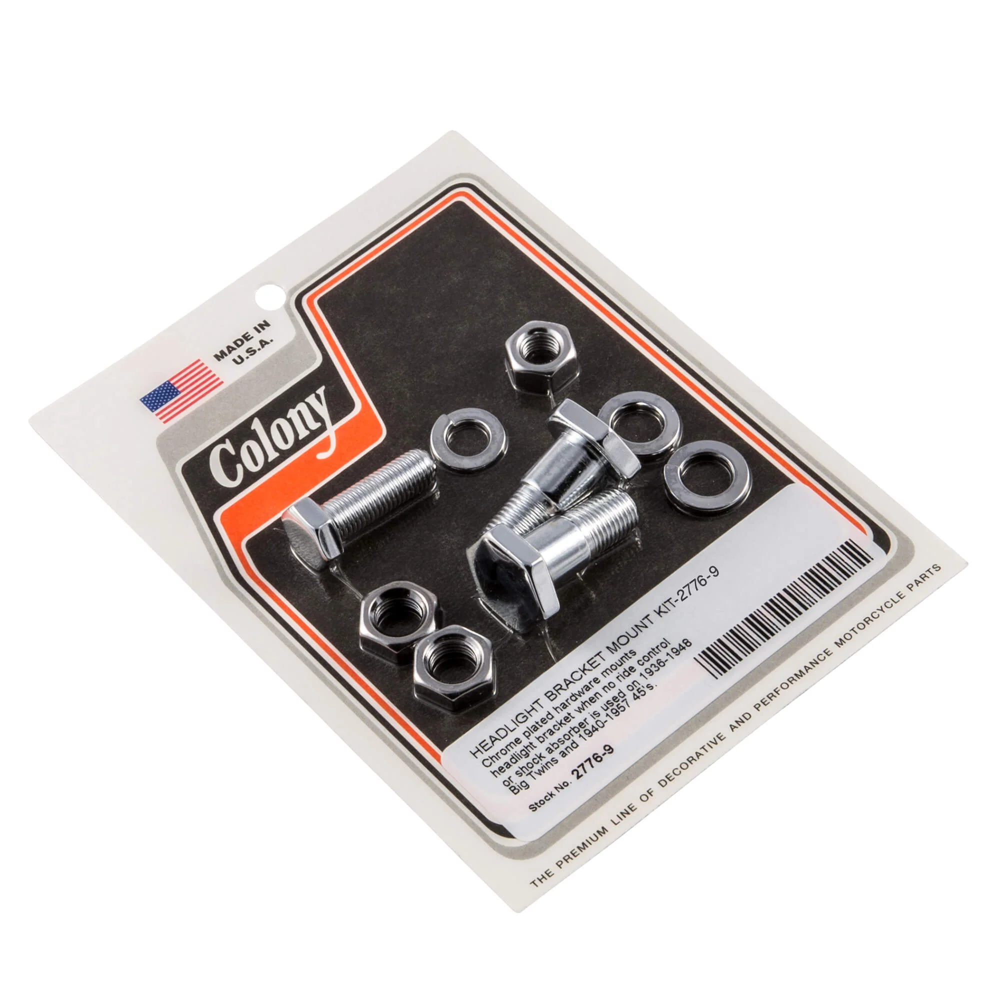 #2776-9 Headlight Bracket Mount Kit 1936-1948 Harley-Davidson Big Twin 1940-1957 45s - Chrome Plated