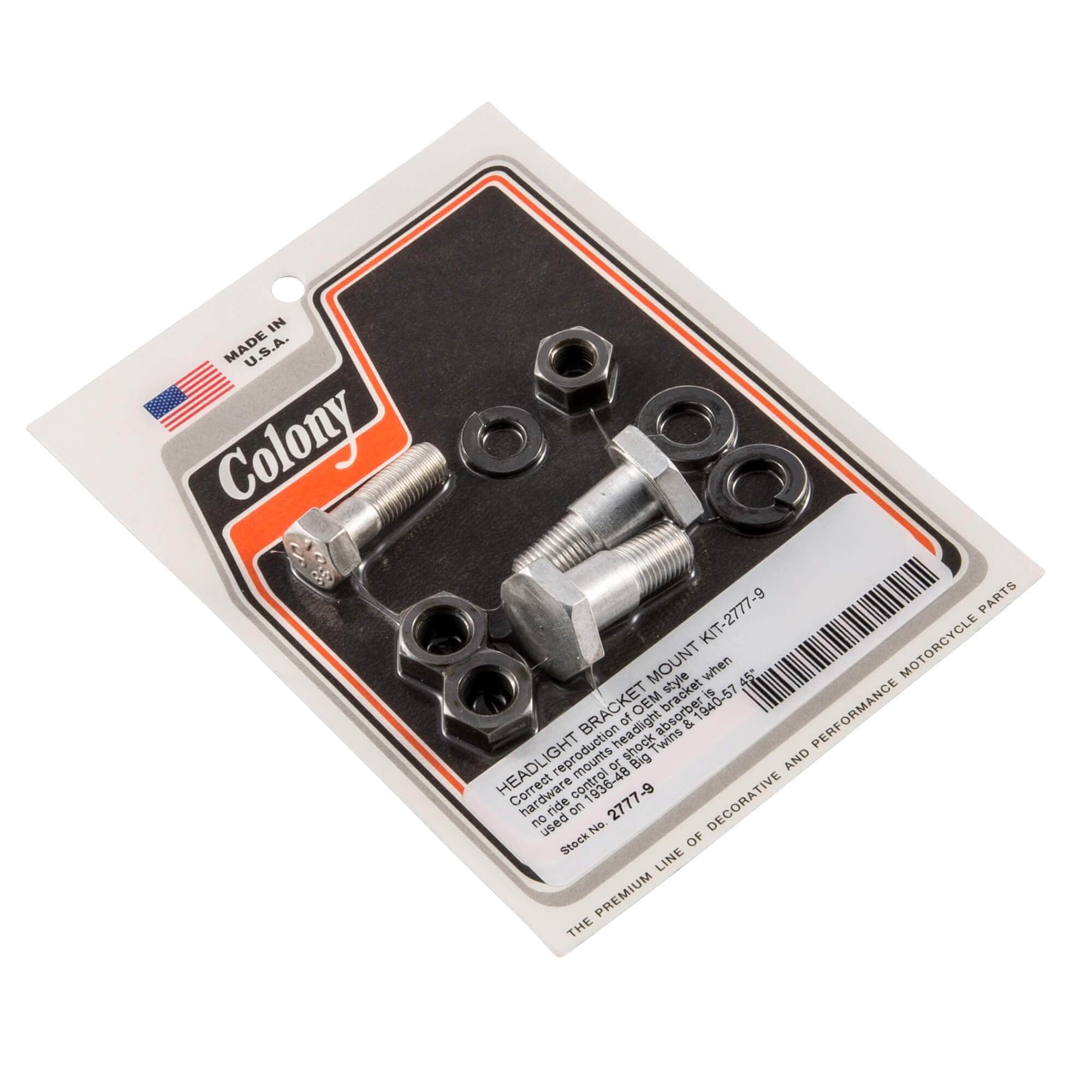 #2777-9 Headlight Bracket Mount Kit 1936-1948 Harley-Davidson Big Twin 1940-1957 45s - CAD Plated
