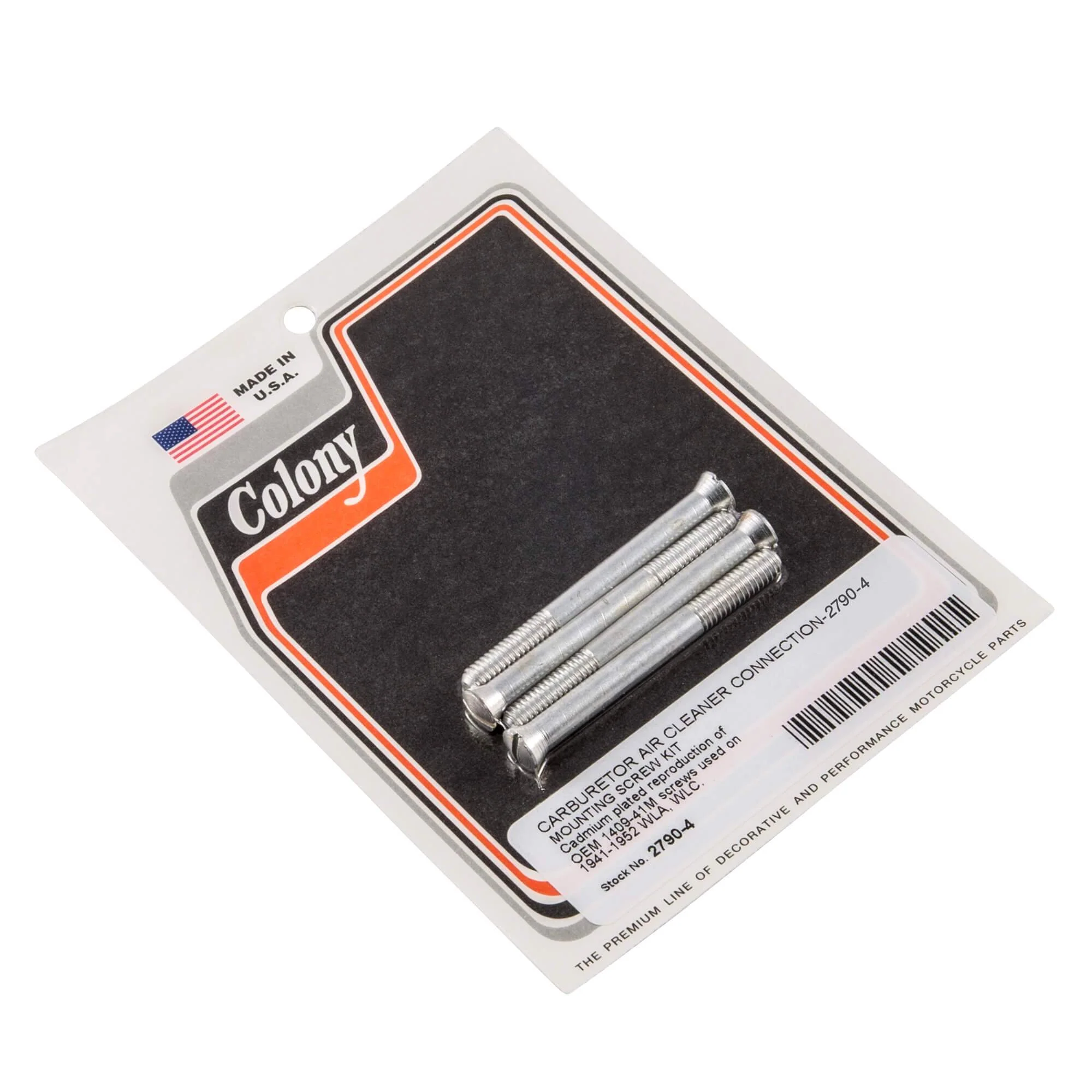 #2790-4 Carburetor Air Cleaner Connection Mounting Screw Kit 1941-1952 Harley-Davidson WLA/WLC - CAD Plated