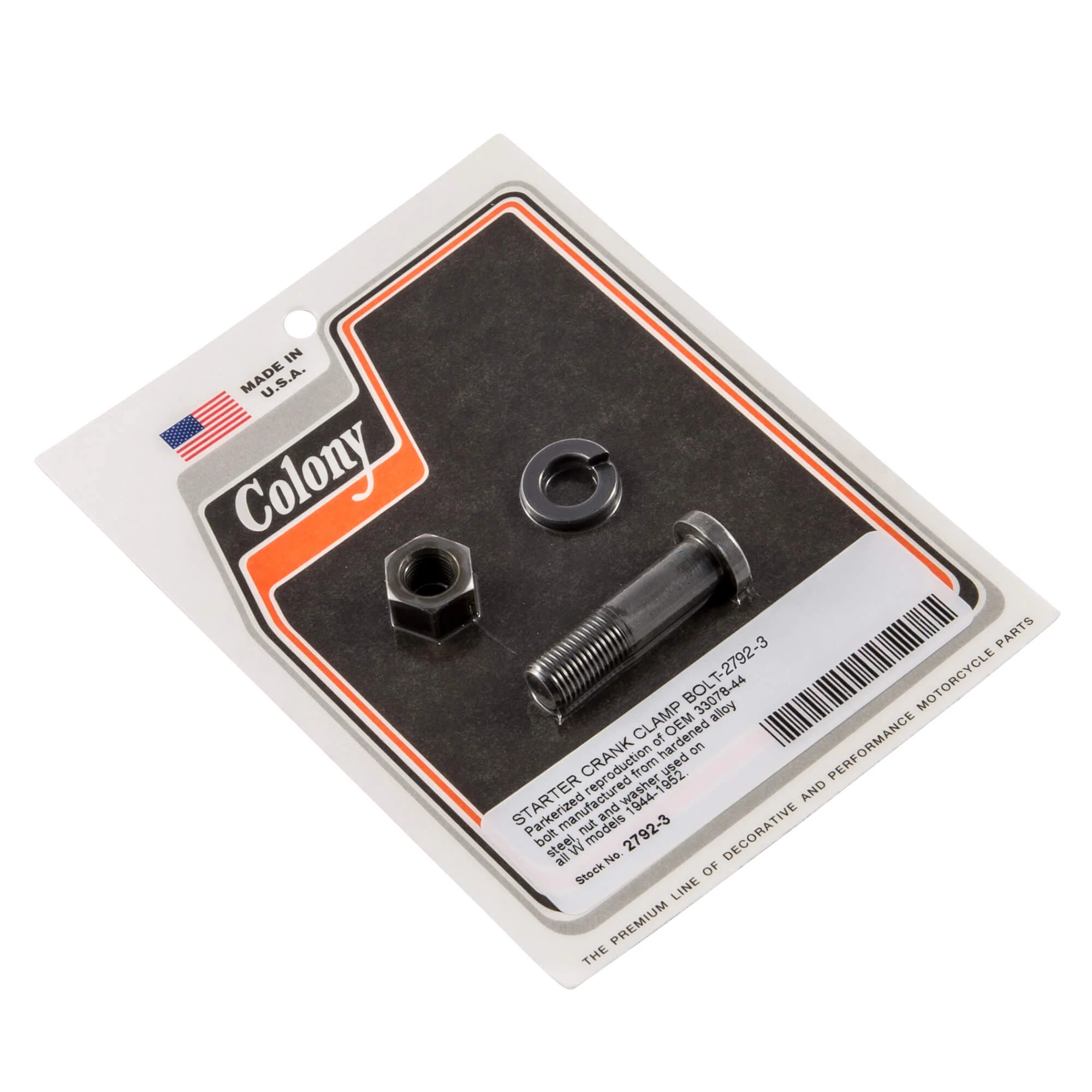 #2792-3 Starter Crank Clamp Bolt 19441952 Harley-Davidson W Models - Parkerized