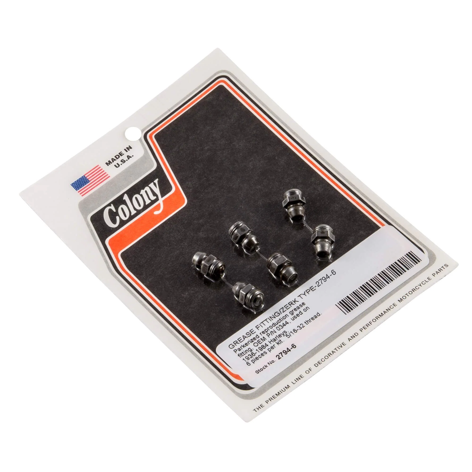 #2794-6 Grease Zerk Fitting 1936-1984 Harley-Davidson - 6 Pack - Parkerized