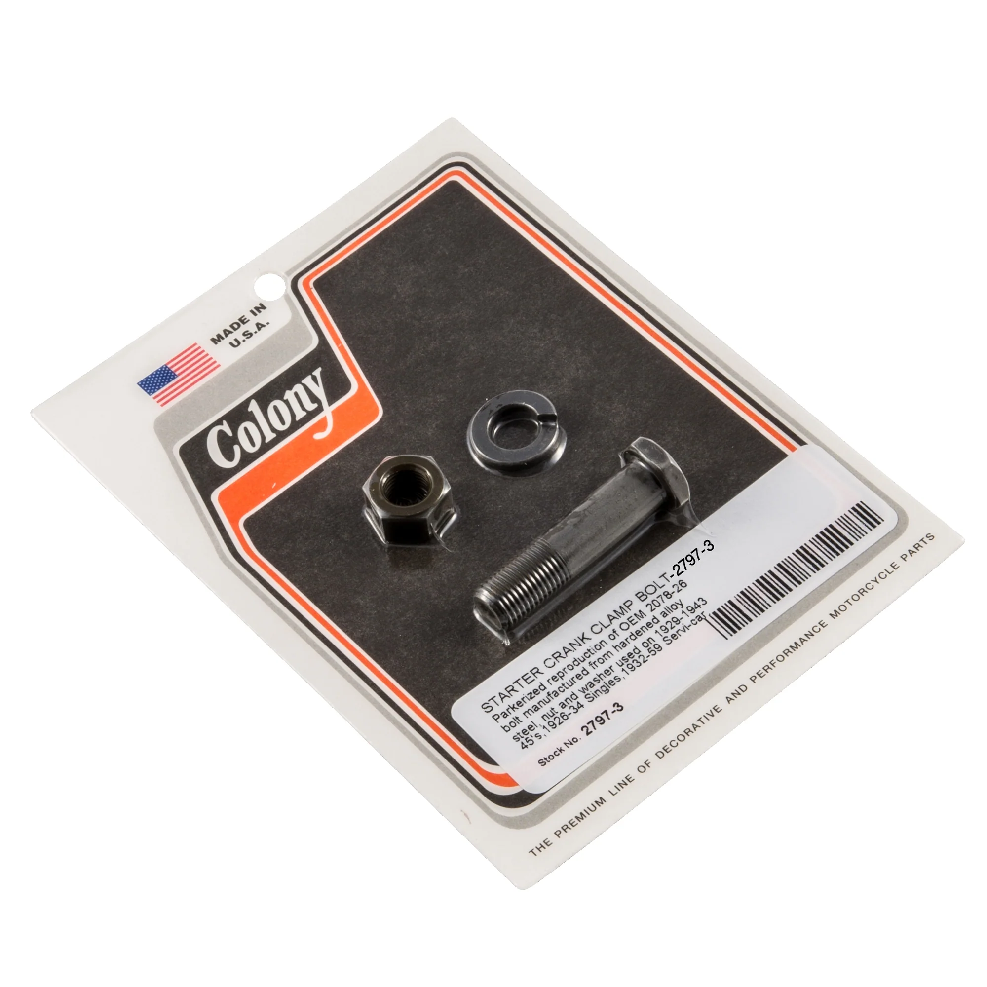 #2797-3 Starter Crank Clamp Bolt 1929-1943 Harley-Davidson 45 1926-34 Singles1932-59 Servi-car - Parkerized