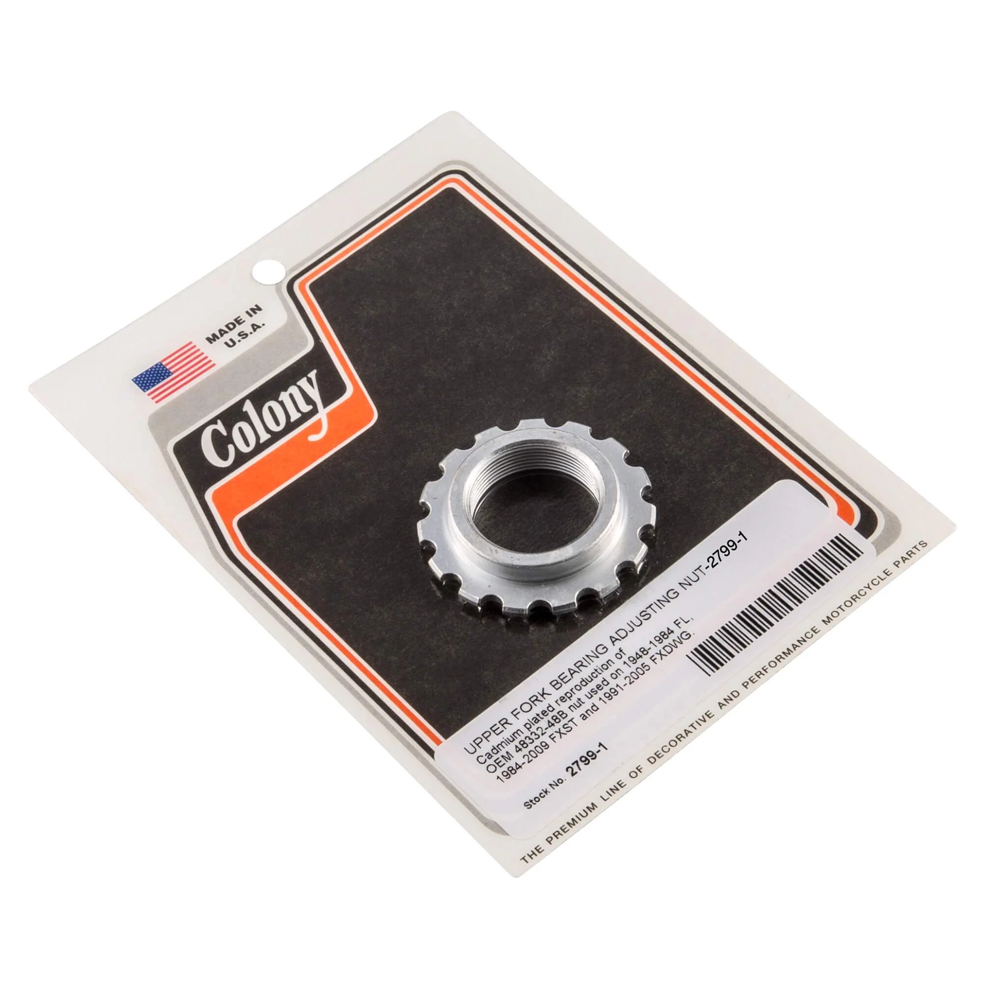 #2799-1 Upper Fork Bearing Adjusting Nut 1948-1984 Harley-Davidson FL 1984-2009 FXST 1991-2005 FXDWG - CAD Plated