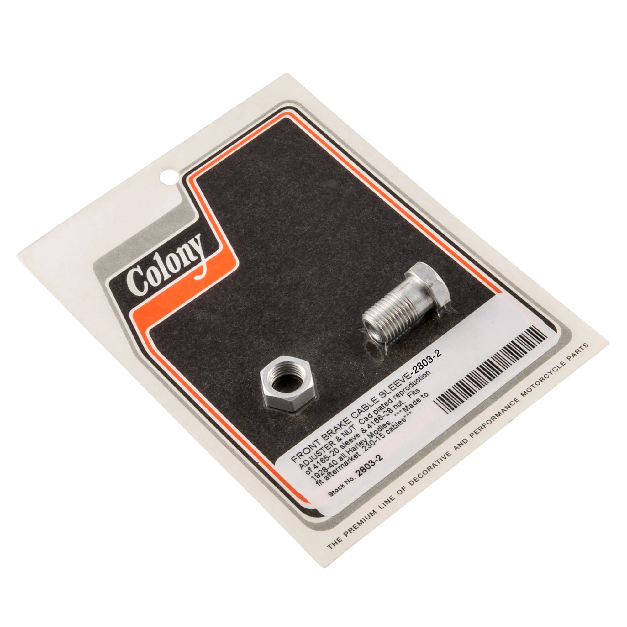 #2803-2 Front Brake Cable Sleeve Adjuster and Nut 1928-1940 Harley-Davidson All Models - CAD Plated