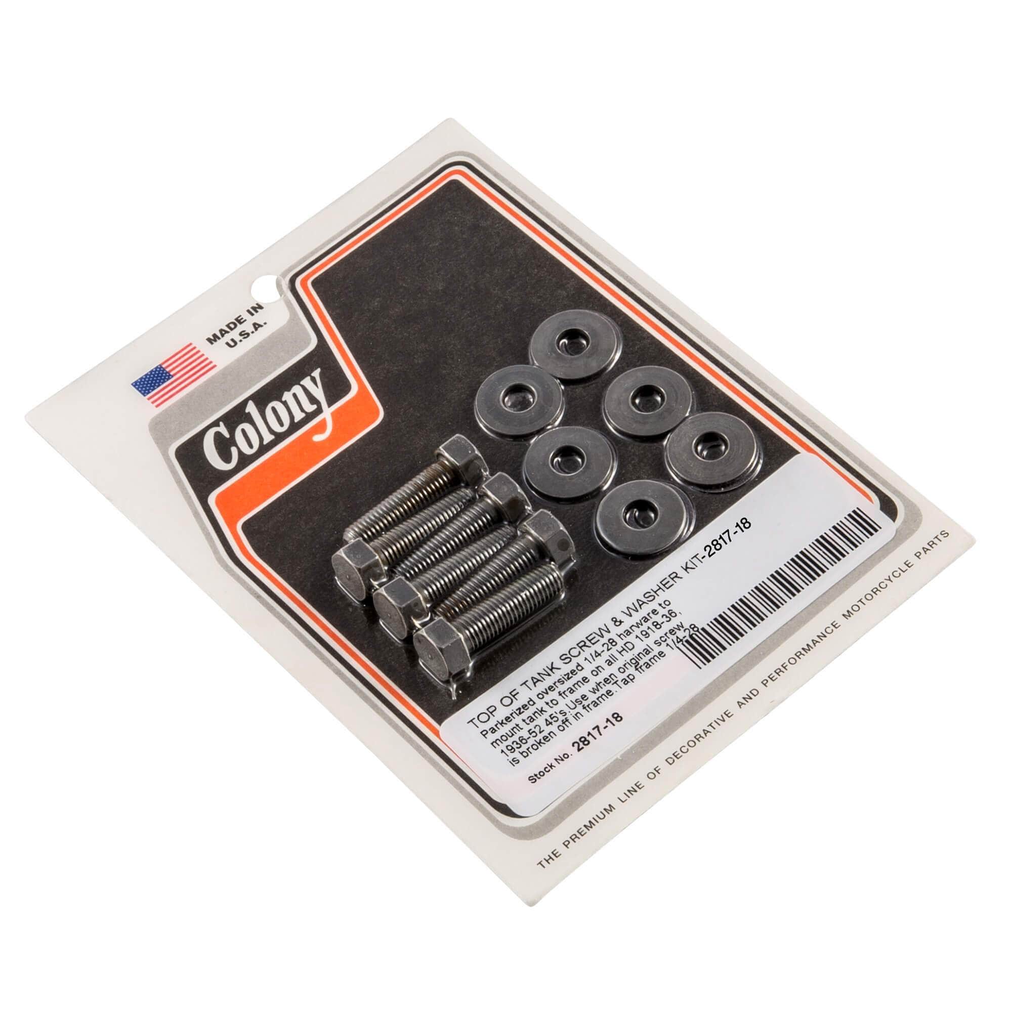 #2817-18 Oversized Top of Tank Screw and Washer Repair Kit 1918-1952 Harley-Davidson - Parkerized