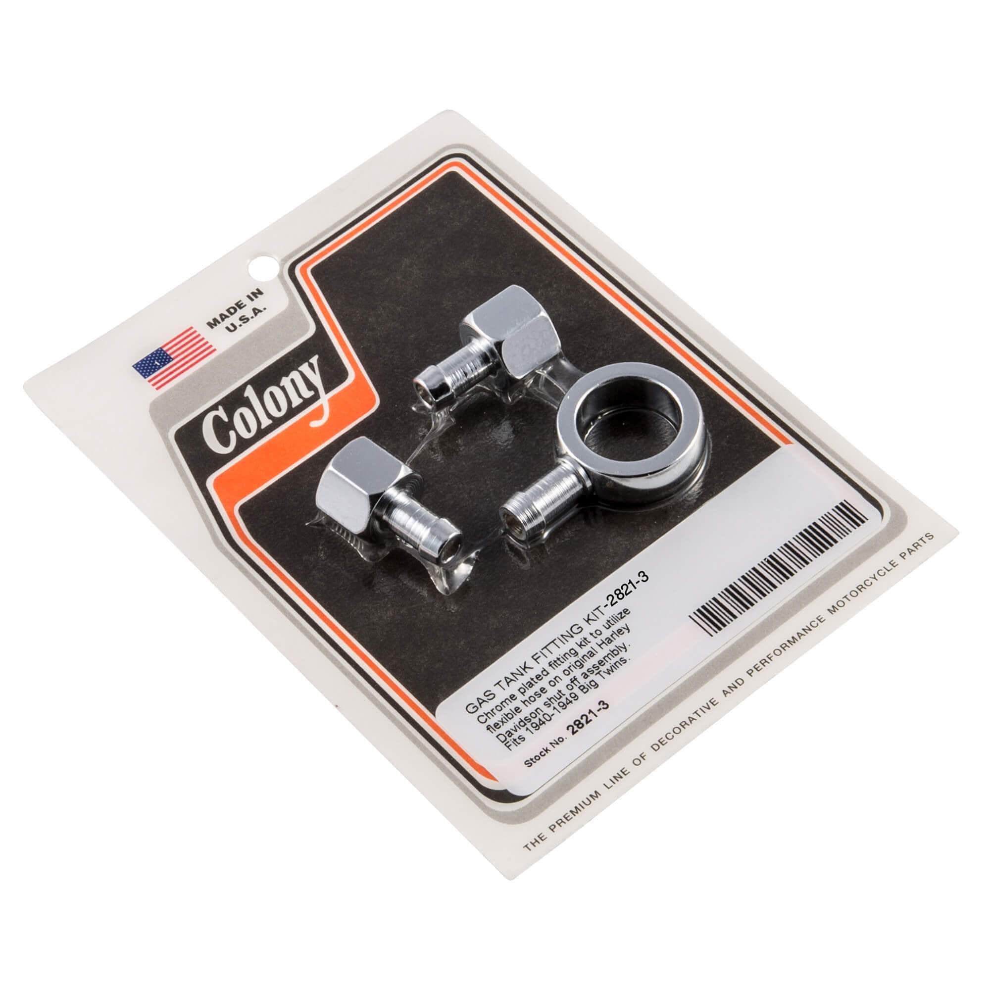 #2821-3 Gas Tank Fitting Kit 1940-1949 Harley-Davidson Big Twin - Chrome Plated