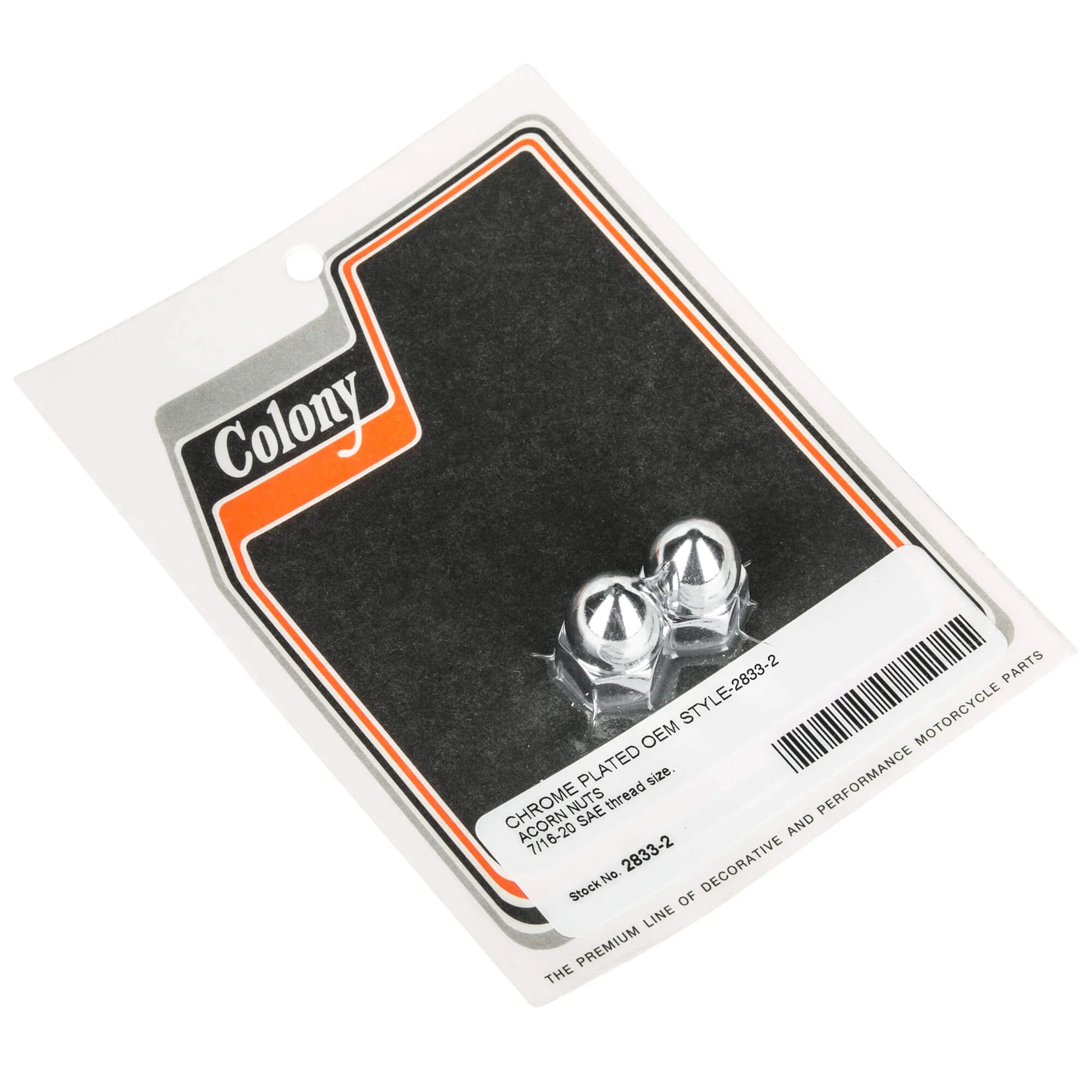 #2833-2 7/16-20 Acorn Nuts - Harley-Davidson OEM Style - 2 Pack - Chrome Plated
