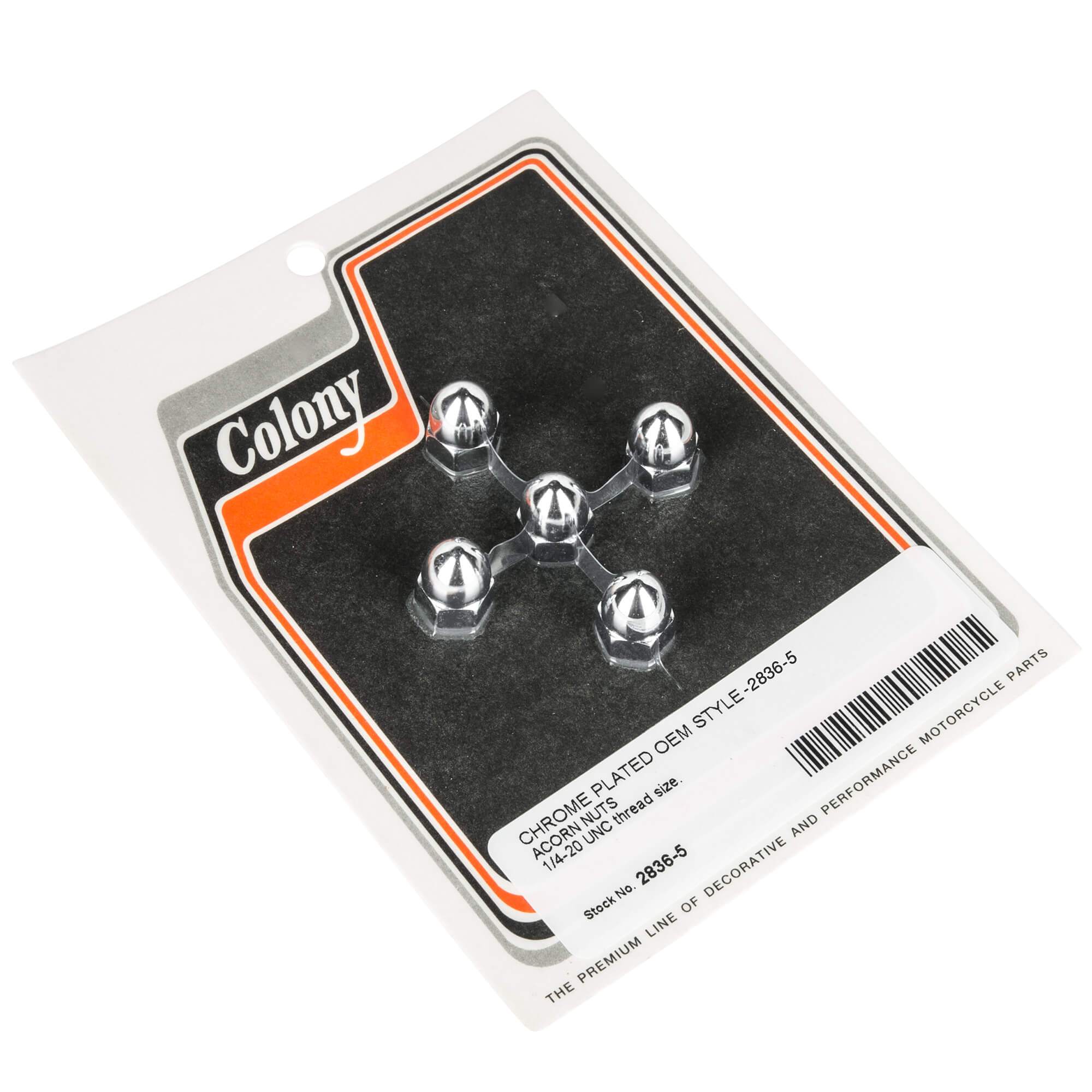 #2836-5 1/4-20 Acorn Nuts - Harley-Davidson OEM Style - 5 Pack - Chrome Plated