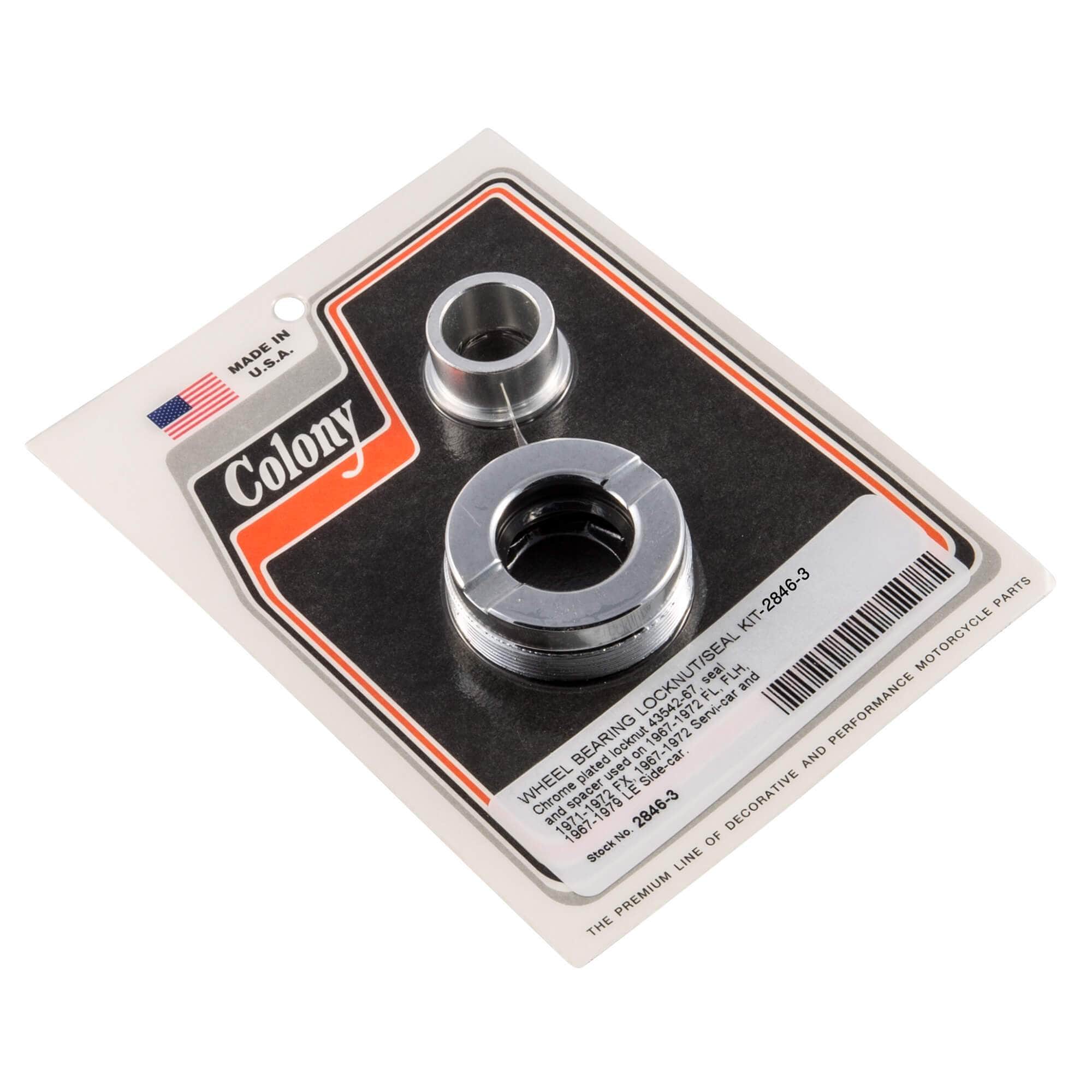 #2846-3 Wheel Bearing Locknut/Seal Kit Harley-Davidson XL/FL/FLH/FX/Sidecar/Servi-car - Chrome Plated