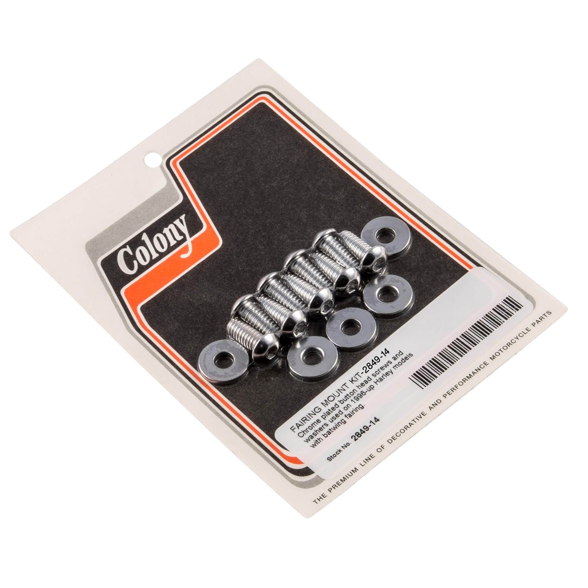 #2849-14 Batwing Fairing Mount Button Head Allen Kit 1996-Up Harley-Davidson - Chrome Plated